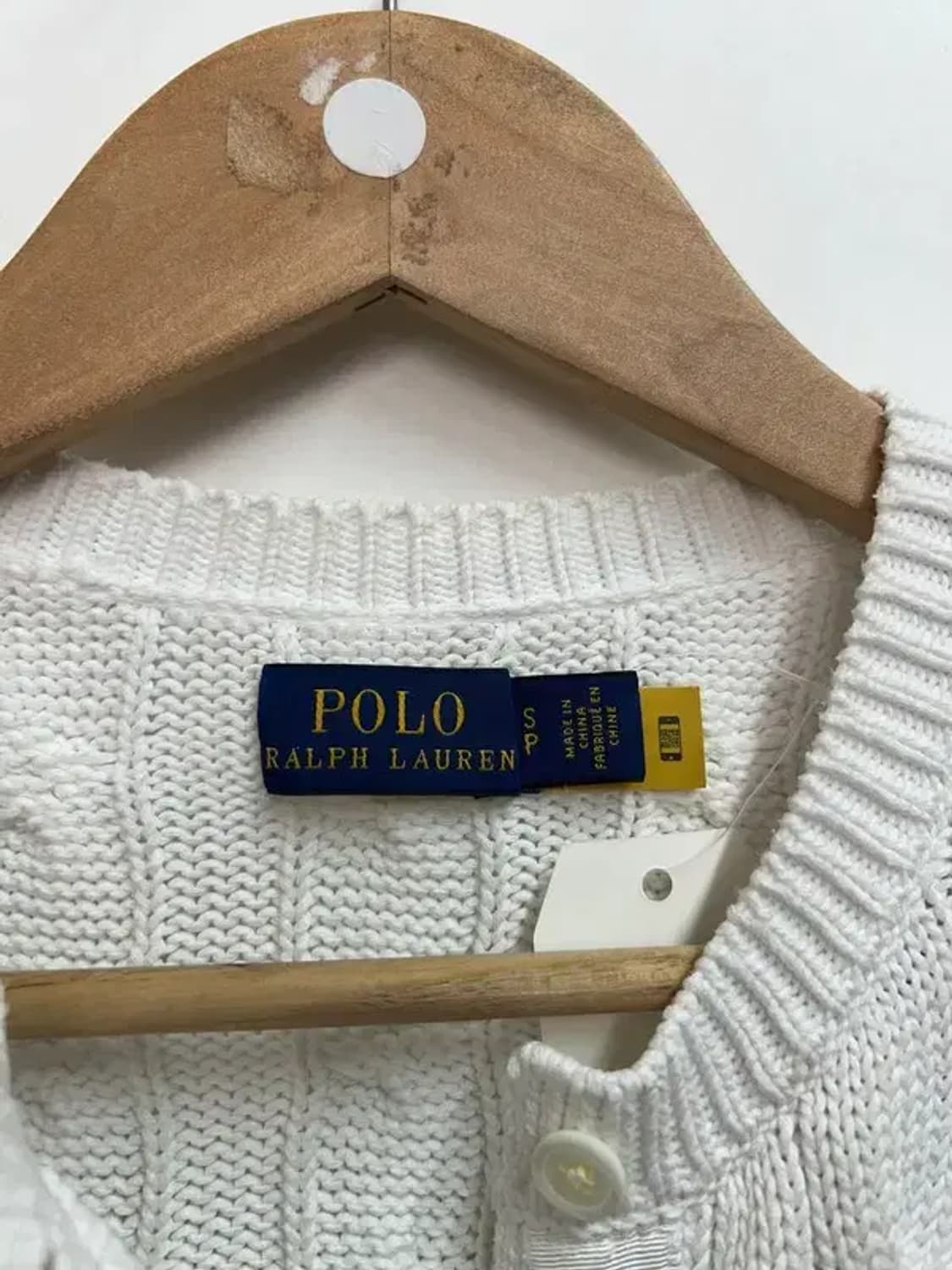 스몰 폴로 랄프 로렌 화이트 코튼 케이블 니트 크루넥 가디건 상품이미지6