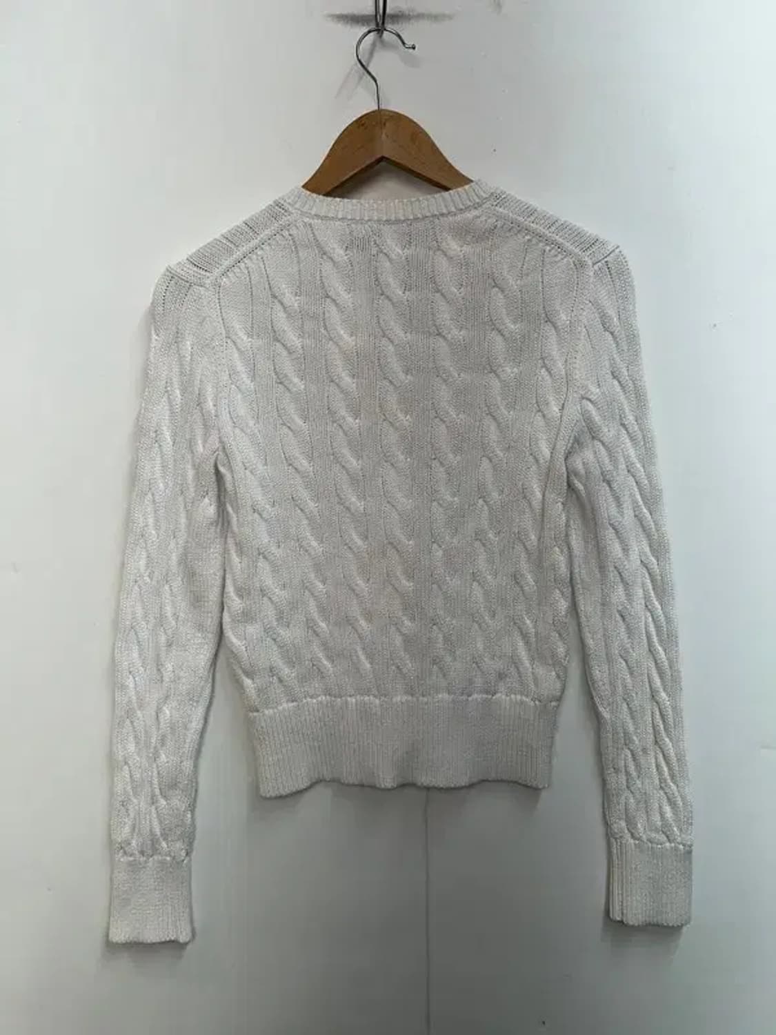 스몰 폴로 랄프 로렌 화이트 코튼 케이블 니트 크루넥 가디건 상품이미지9