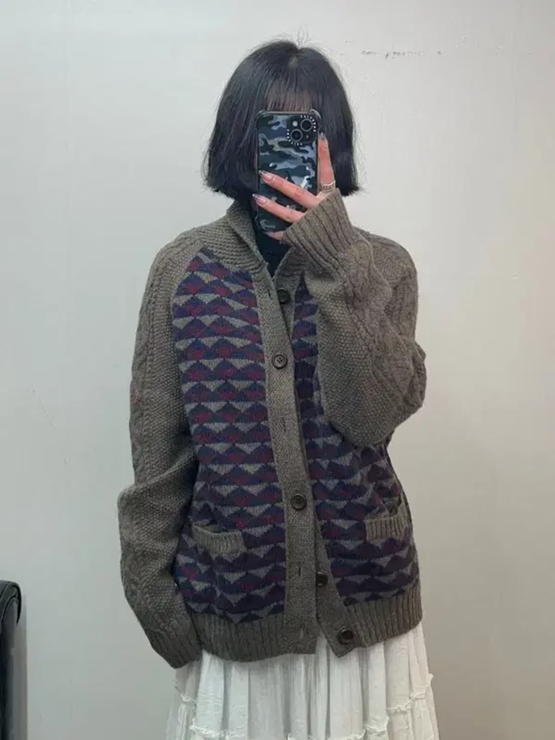 40 커스텀멜로우 빈티지 숄카라 가디건 브라운 상품이미지1