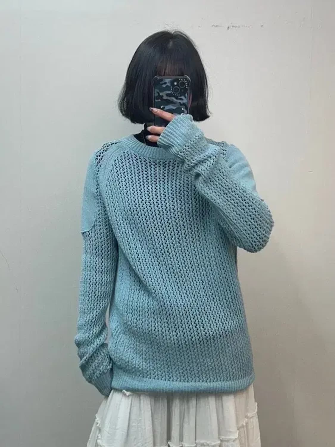 새상품 스몰 노앙 와플 니트 스웨터 라이트 블루 상품이미지1