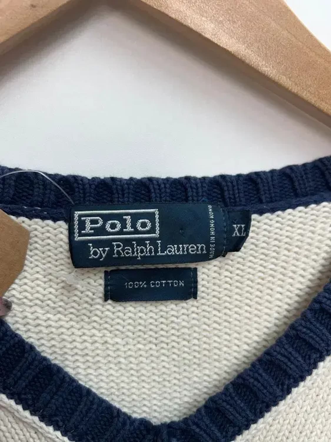 XL 폴로 랄프 로렌 00s 코튼 니트 조끼 아이보리 상품이미지5