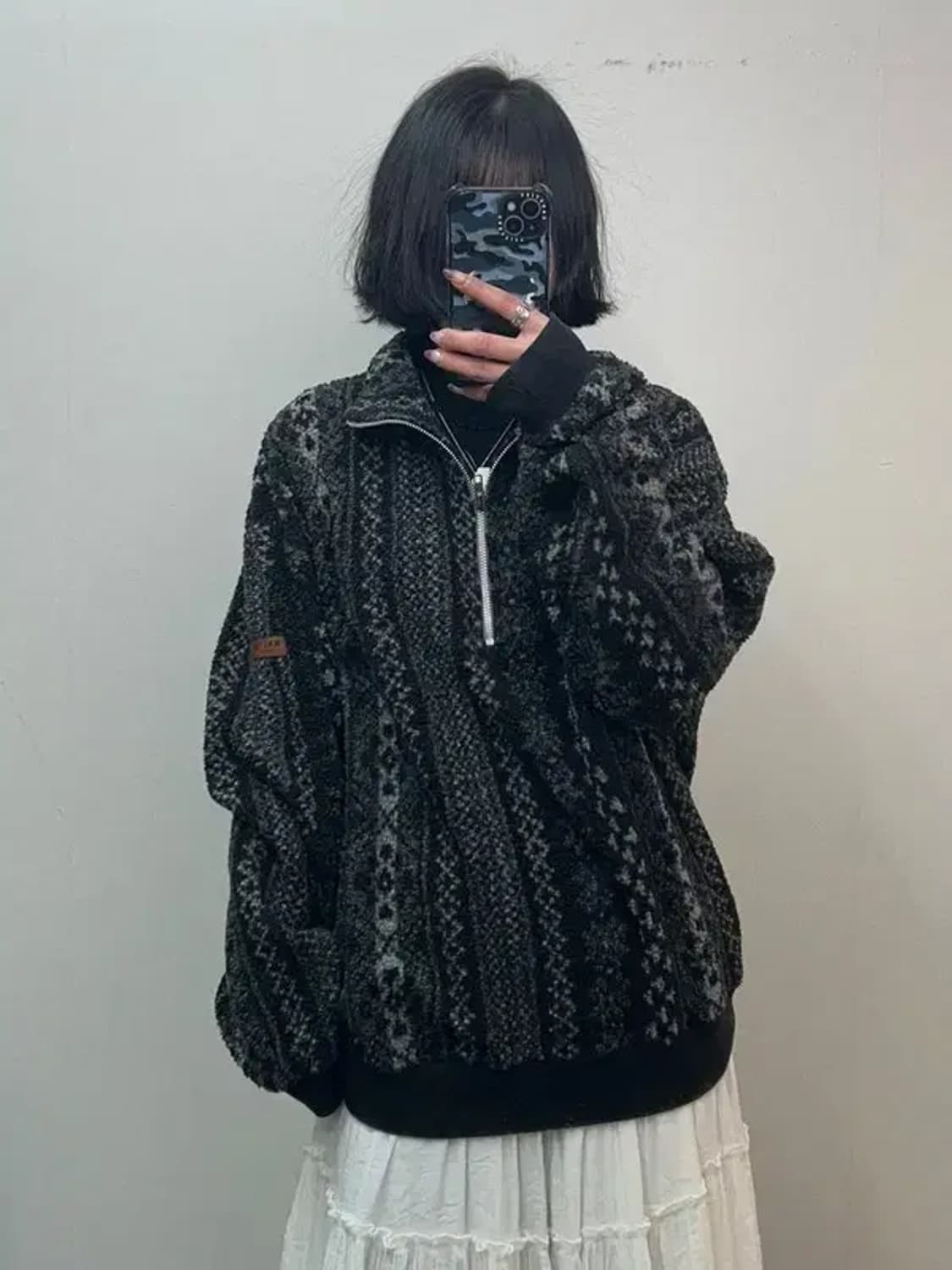 미디움 빈티지 노티카 익스페디션 아노락 니트 스웨터 블랙 상품이미지1