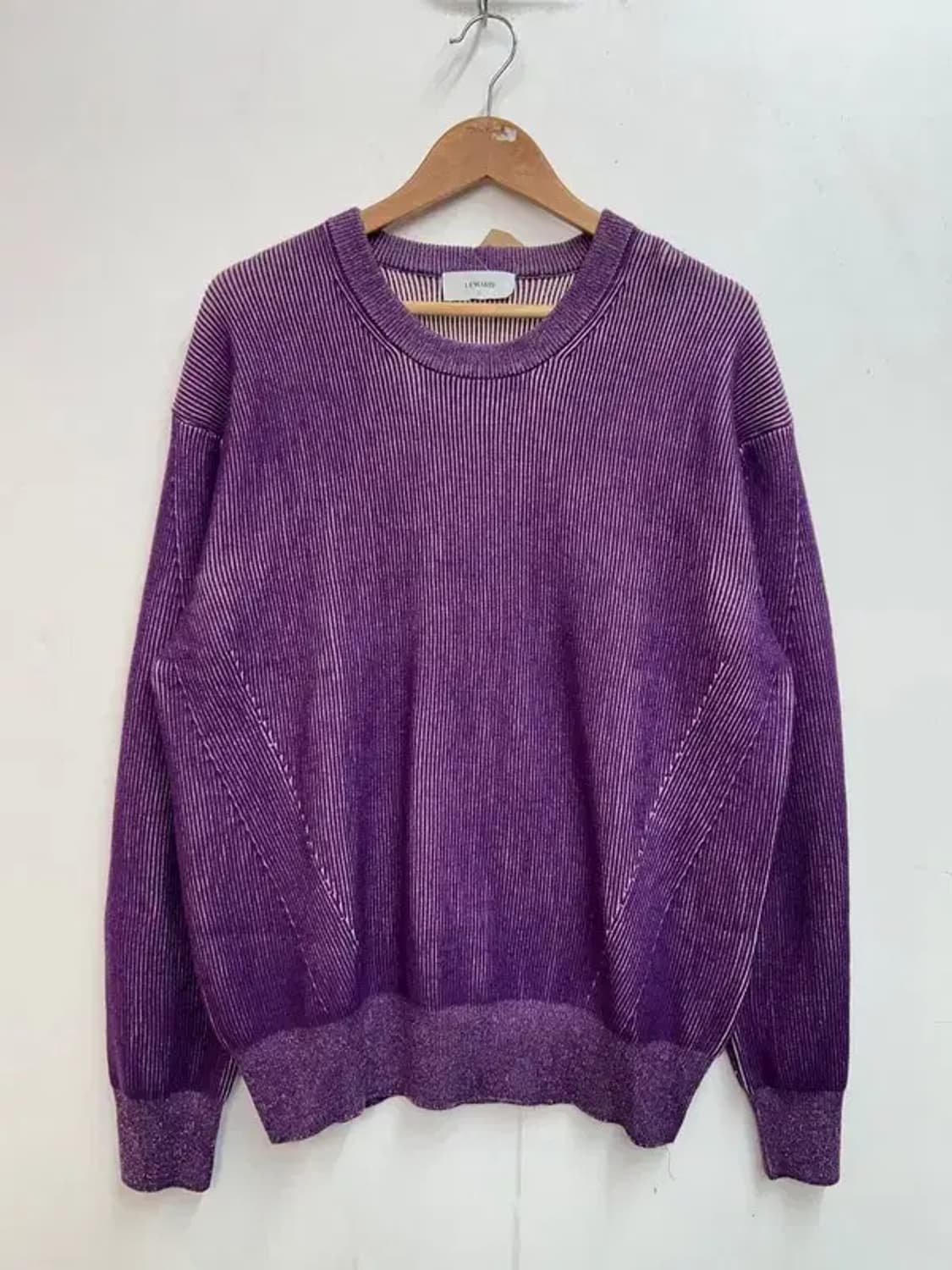 3 사이즈 르마드 투톤 사선 라운드 니트 퍼플 상품이미지2