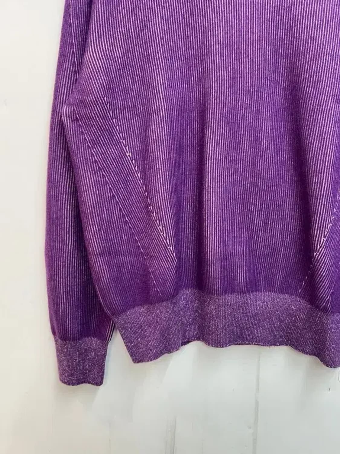 3 사이즈 르마드 투톤 사선 라운드 니트 퍼플 상품이미지3