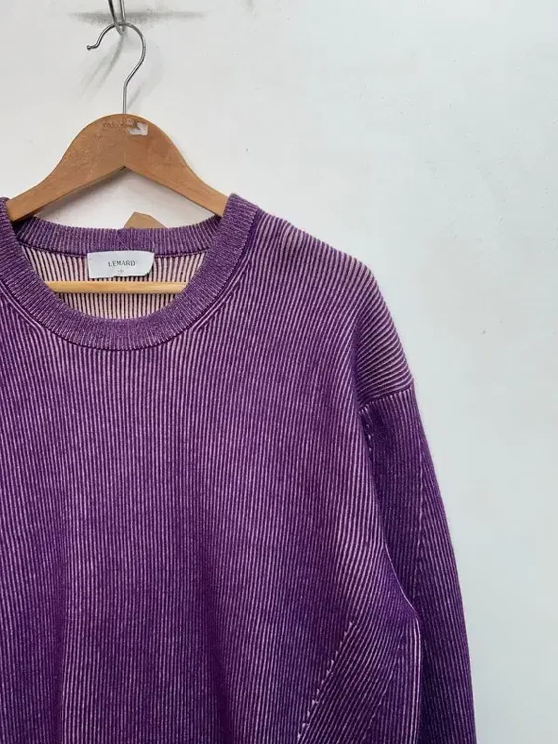 3 사이즈 르마드 투톤 사선 라운드 니트 퍼플 상품이미지4