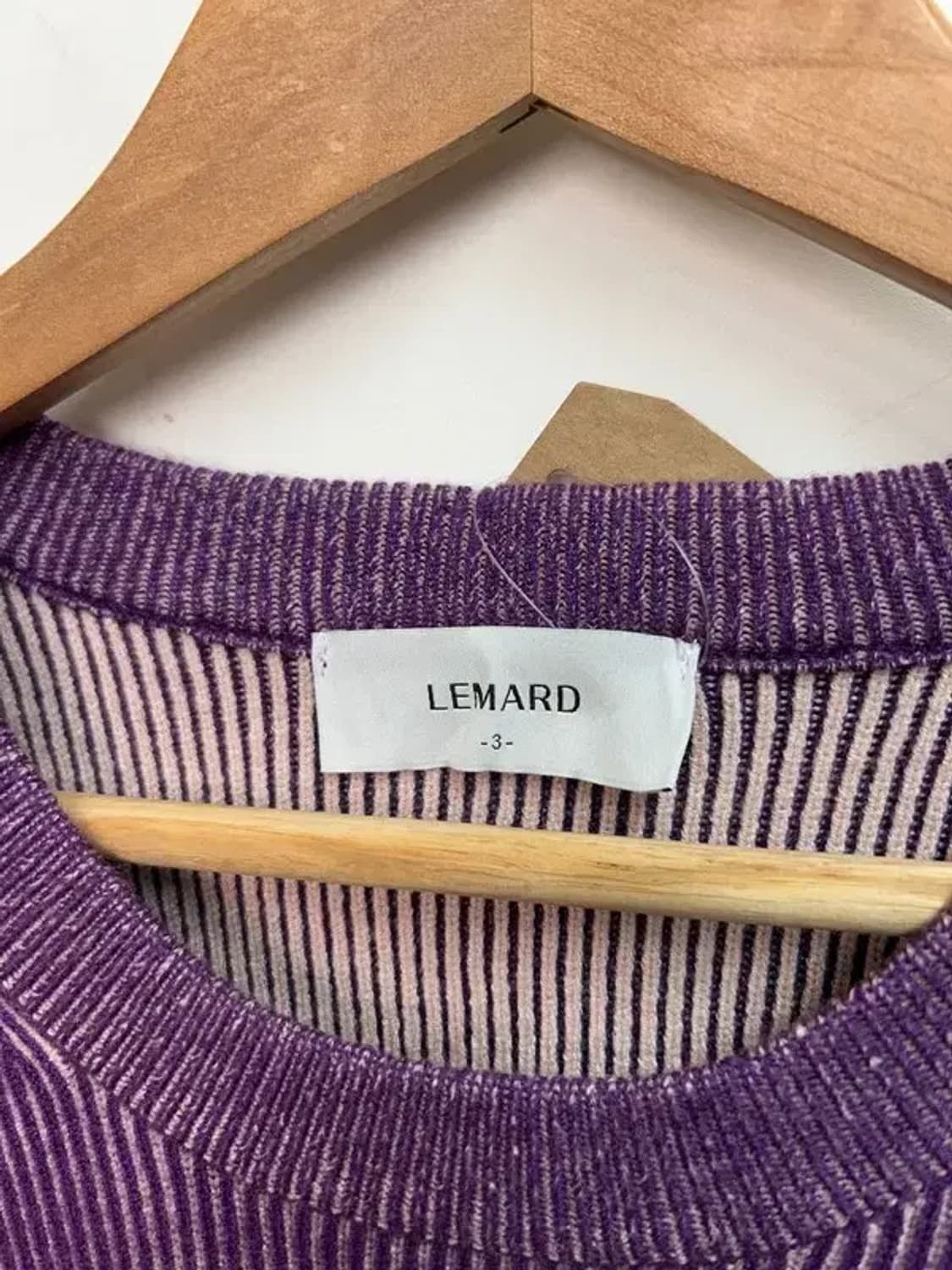3 사이즈 르마드 투톤 사선 라운드 니트 퍼플 상품이미지5