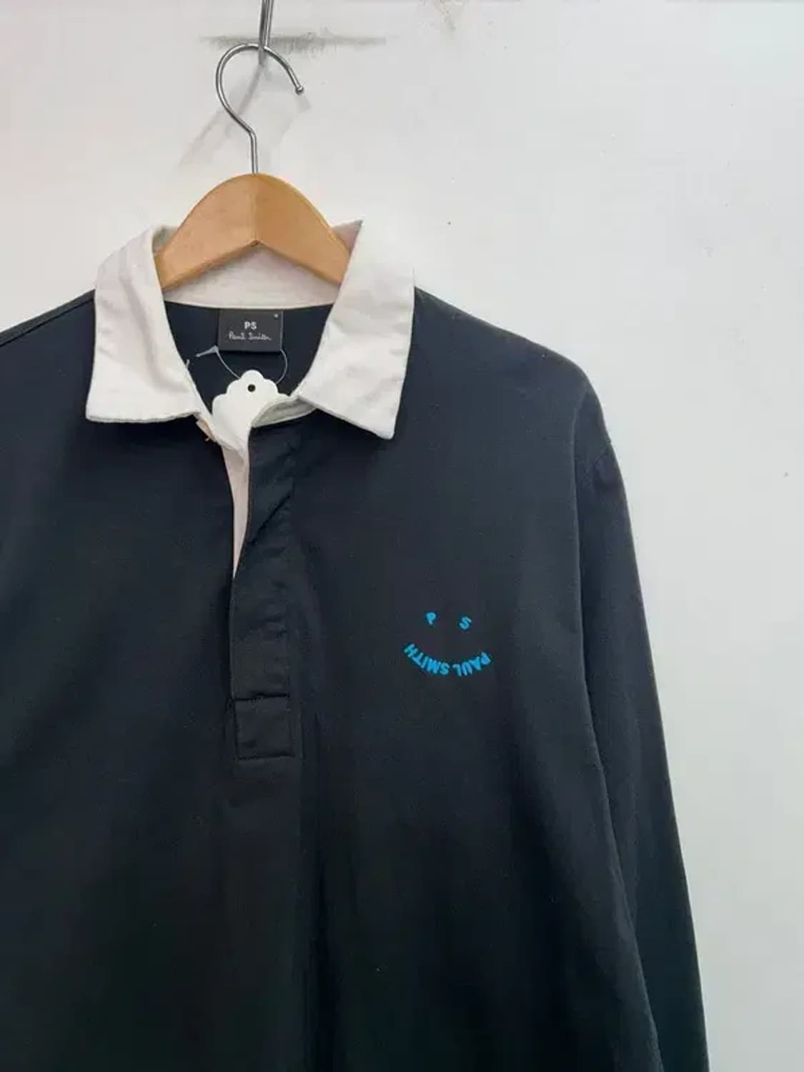 미디움 폴 스미스 해피 로고 코튼 폴로 셔츠 블랙 상품이미지4