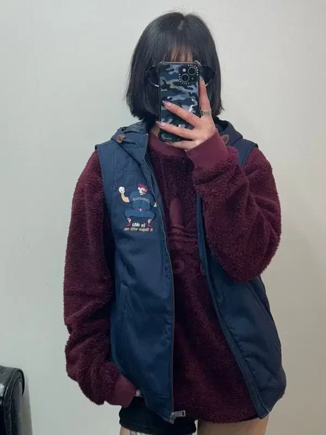 95 MLB 자수 로고 후드 패딩 조끼 네이비 상품이미지1