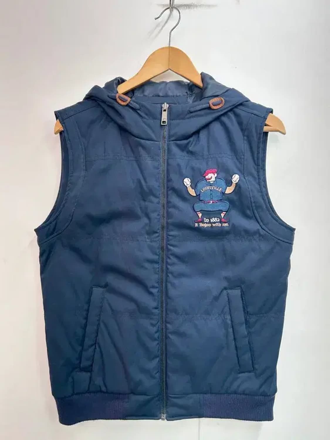 95 MLB 자수 로고 후드 패딩 조끼 네이비 상품이미지2