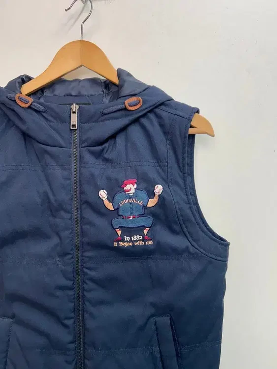 95 MLB 자수 로고 후드 패딩 조끼 네이비 상품이미지4