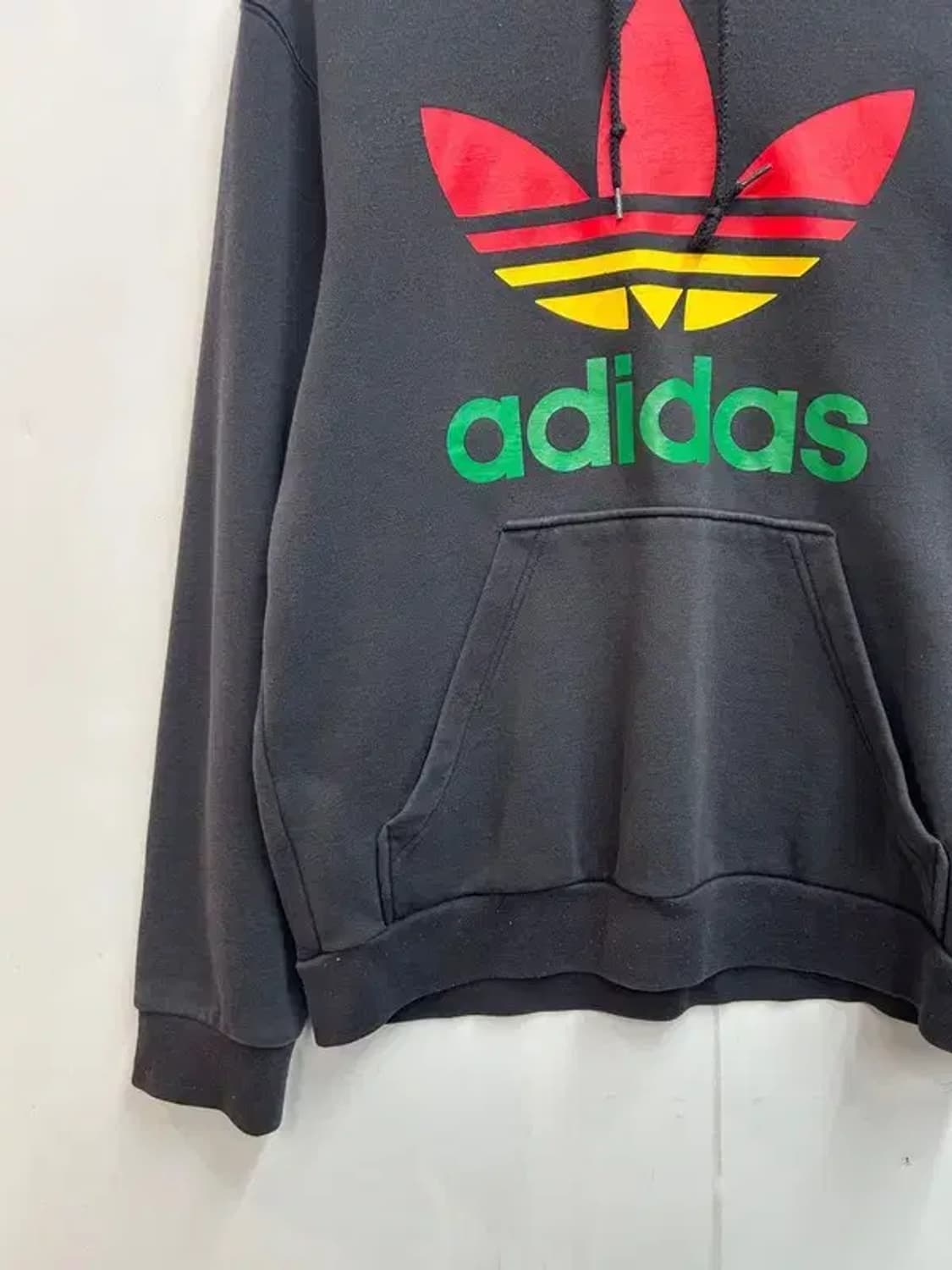 100 아디다스 빅로고 트레포일 후드 티셔츠 블랙 상품이미지3