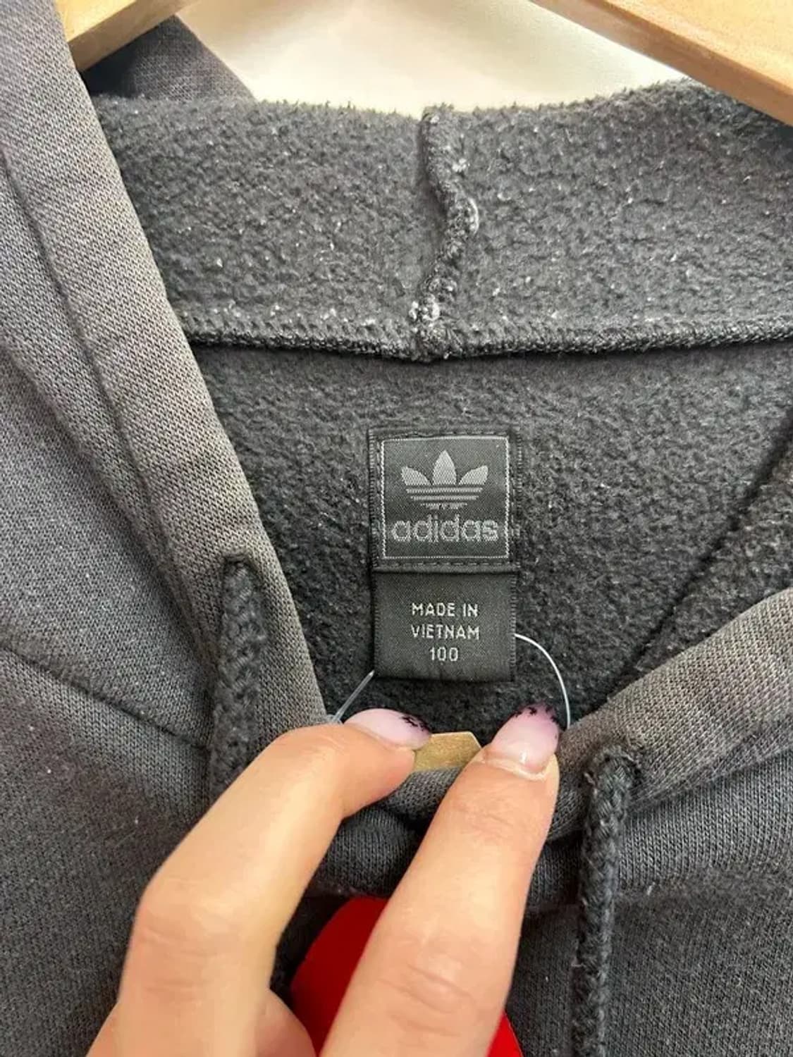 100 아디다스 빅로고 트레포일 후드 티셔츠 블랙 상품이미지5