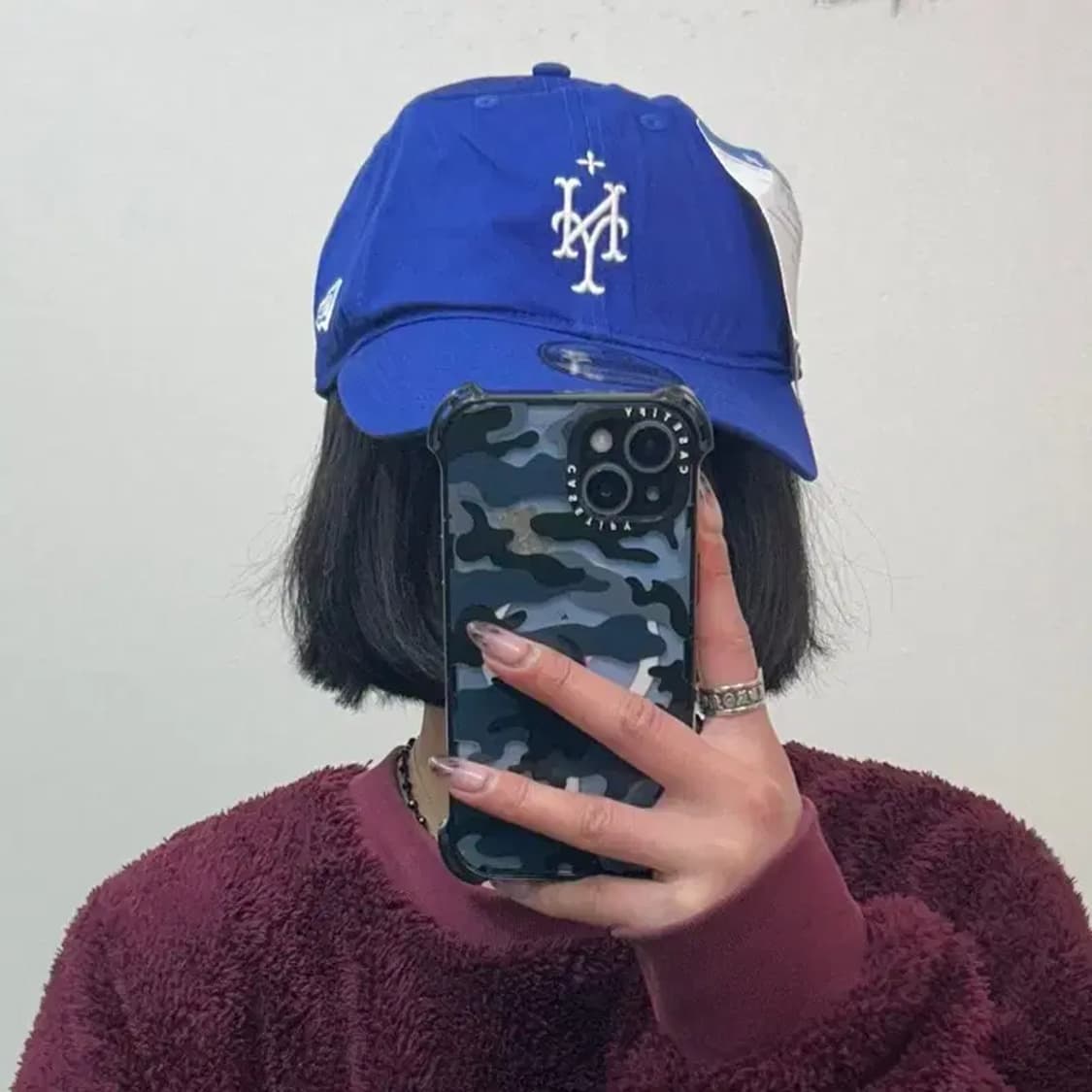 OS 새상품 뉴에라 x SMFK x MLB 메츠 야구 모자 블루 상품이미지1