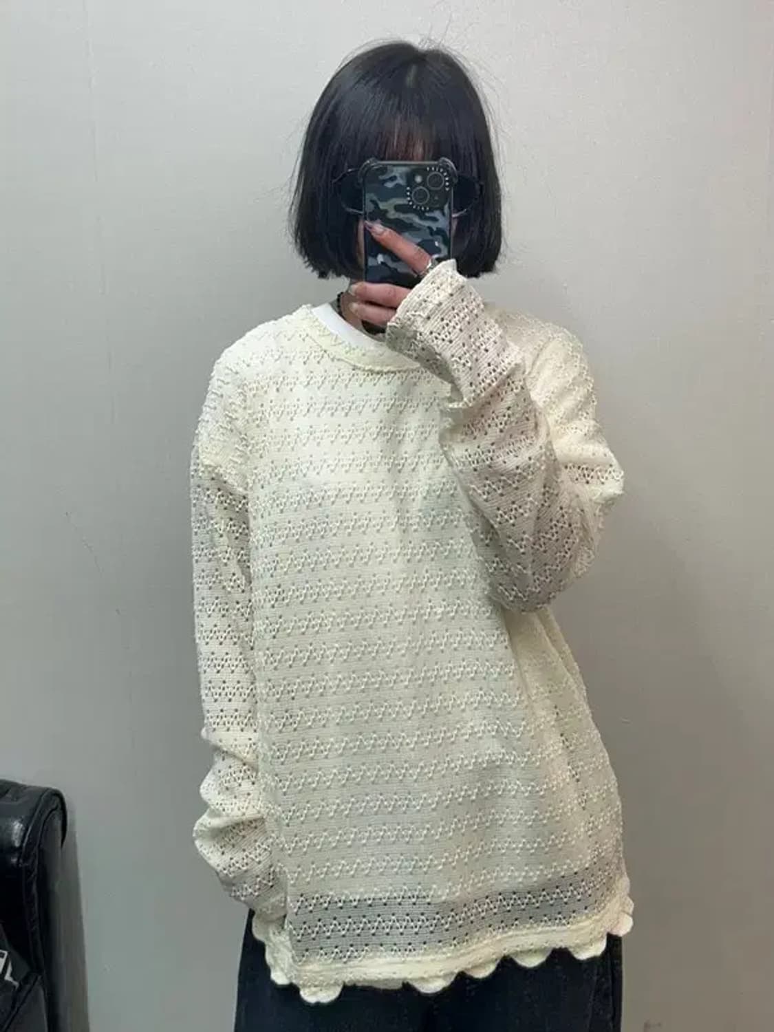 XL 앤더슨벨 플라워 가든 크루넥 봄 스웨터 아이보리 상품이미지1