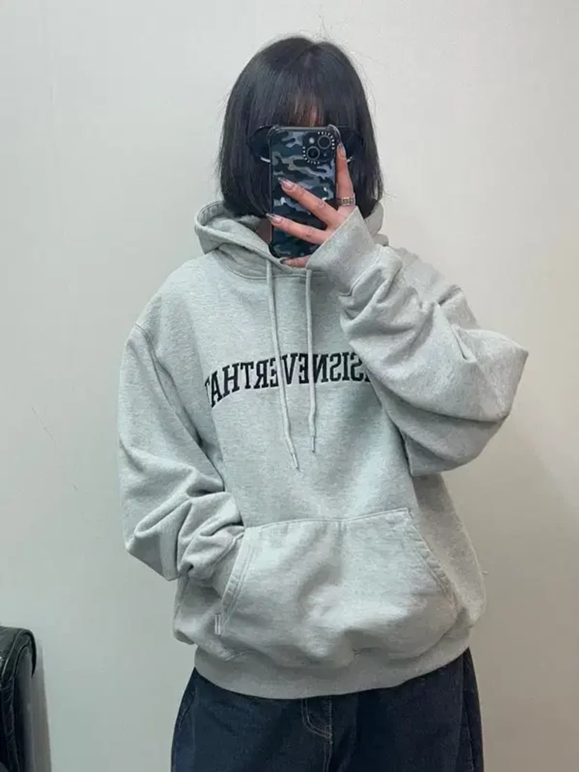 라지 디스이즈네버댓 로고 후드 티셔츠 그레이 상품이미지1