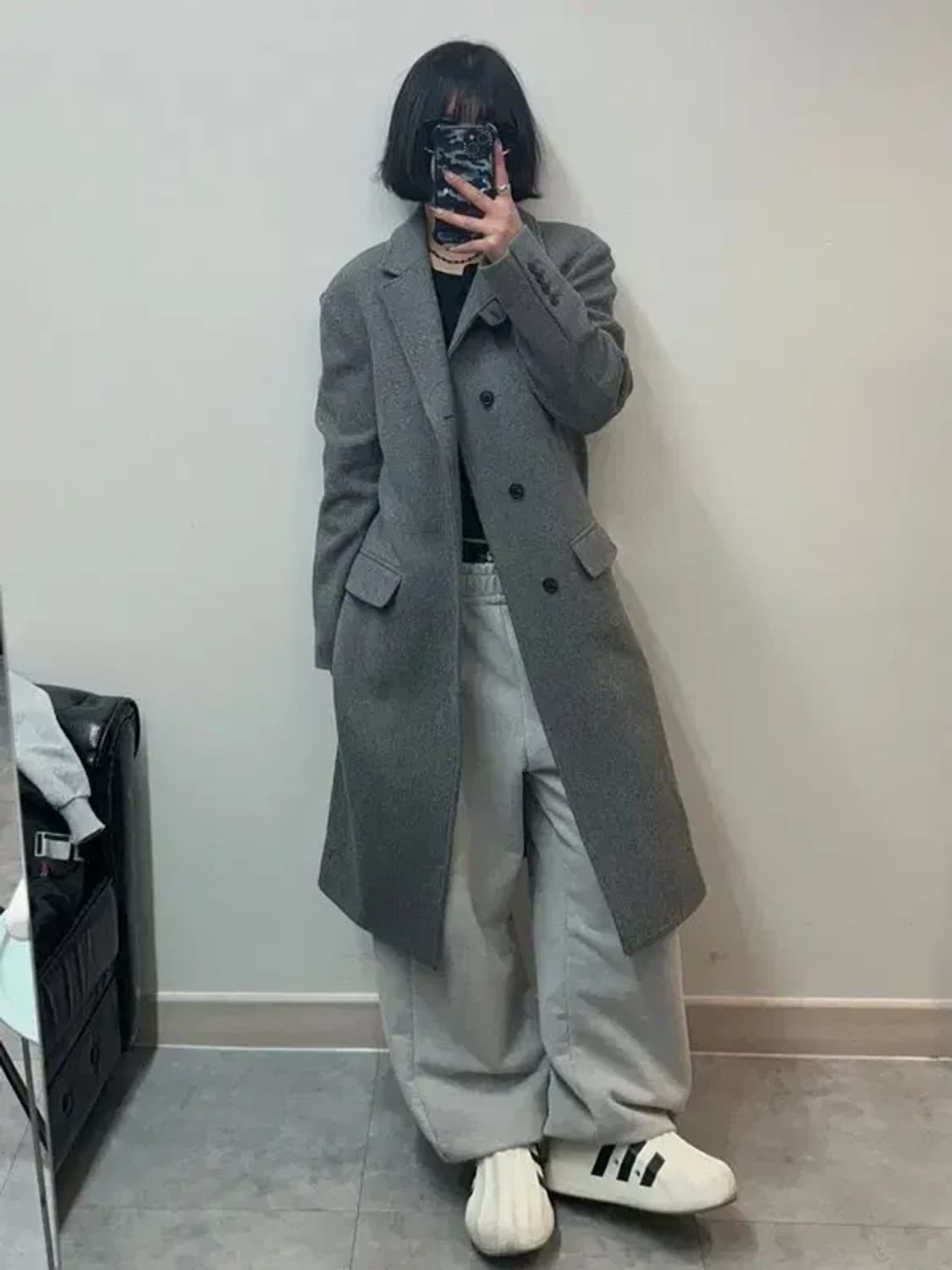 스몰 새상품 노앙 유니섹스 메리노 울 코트 그레이 상품이미지1