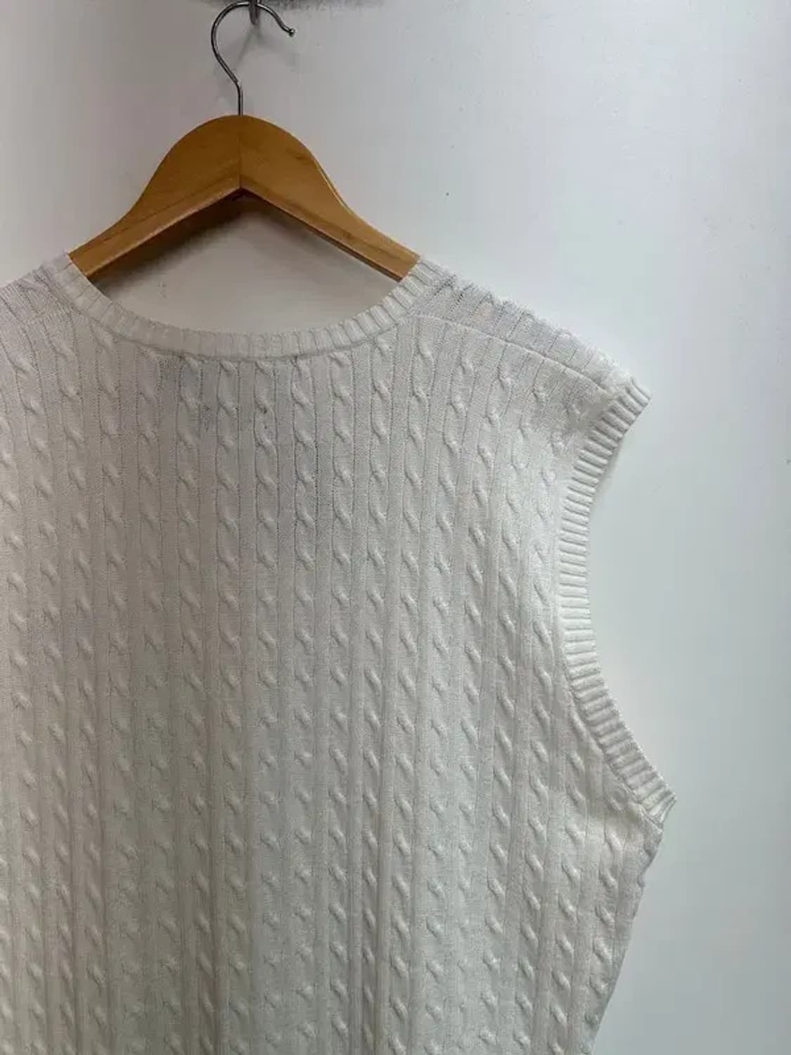 라지 봄 폴로 골프 케이블 니트 베스트 화이트 상품이미지10