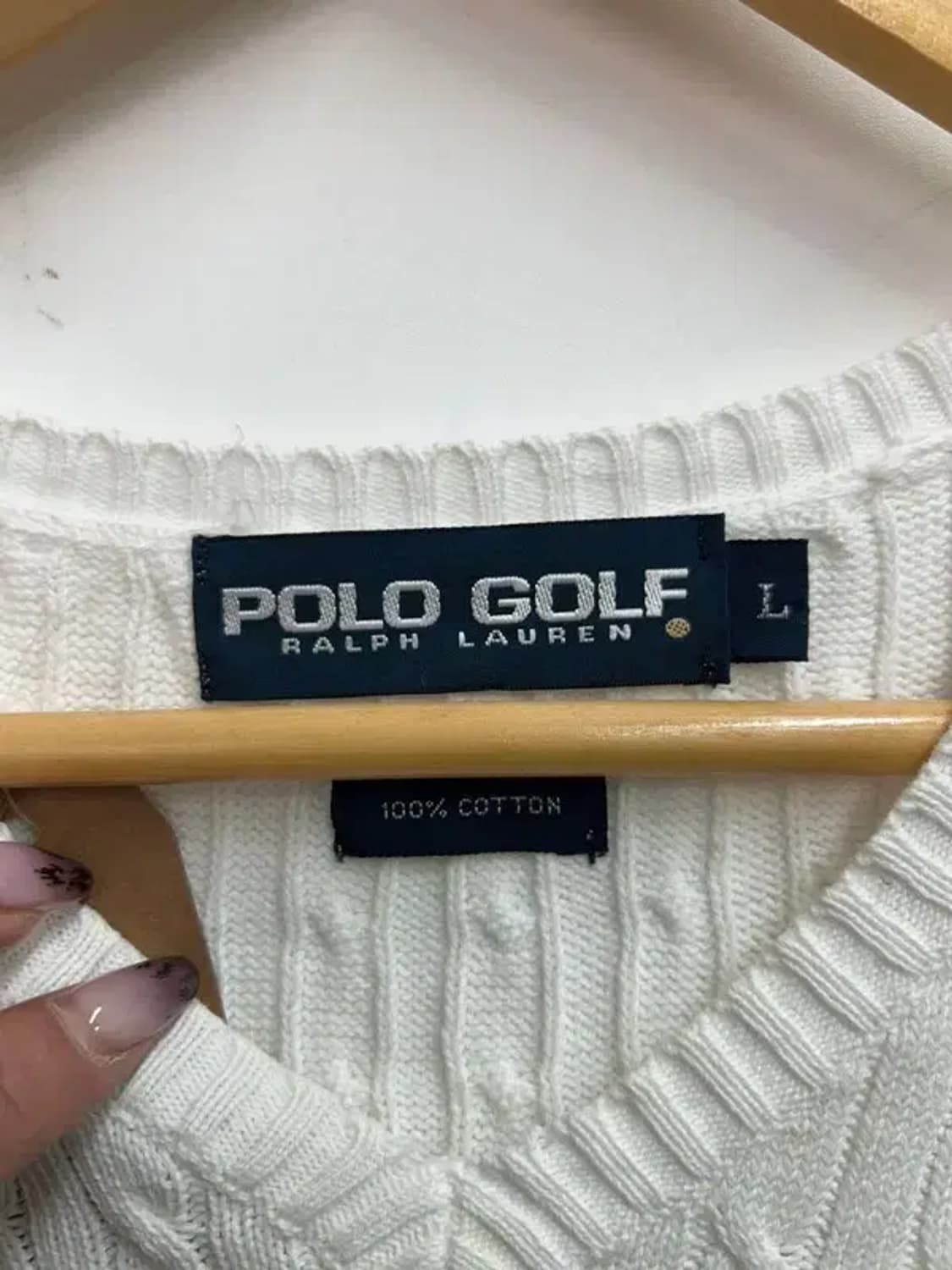라지 봄 폴로 골프 케이블 니트 베스트 화이트 상품이미지6