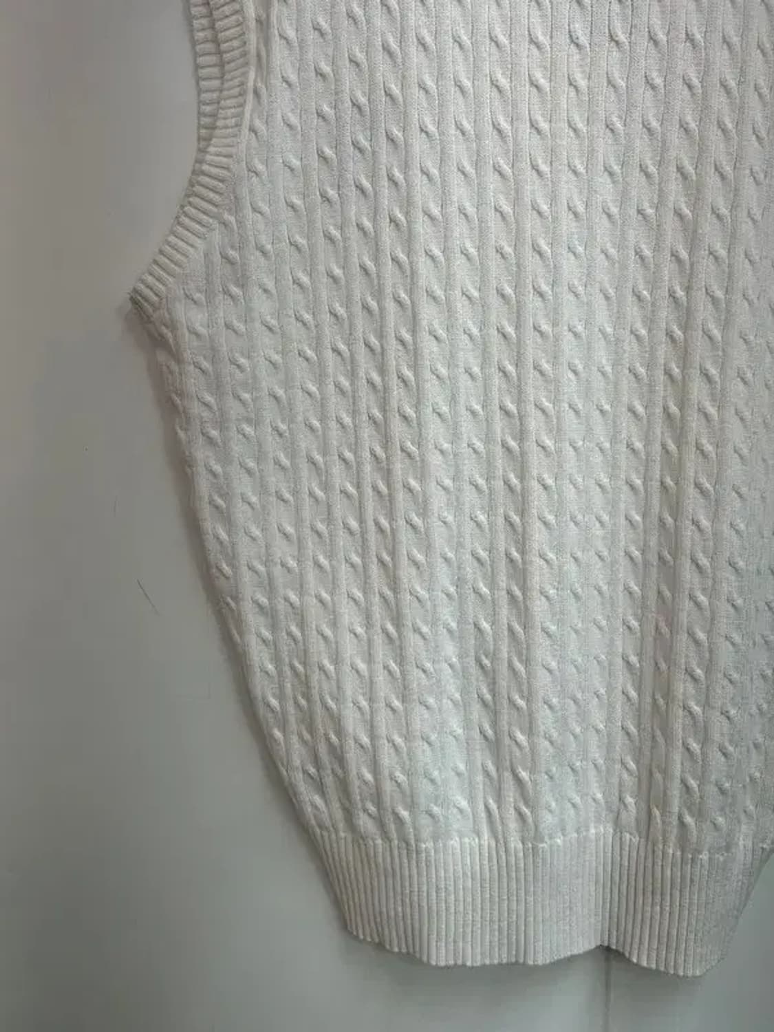 라지 봄 폴로 골프 케이블 니트 베스트 화이트 상품이미지9