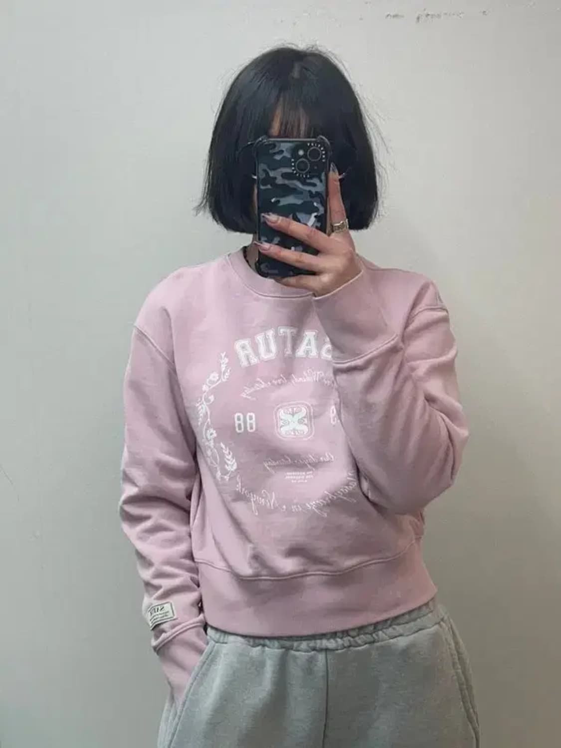 프리 세터 크롭 스웨트셔츠 봄 맨투맨 핑크 상품이미지1