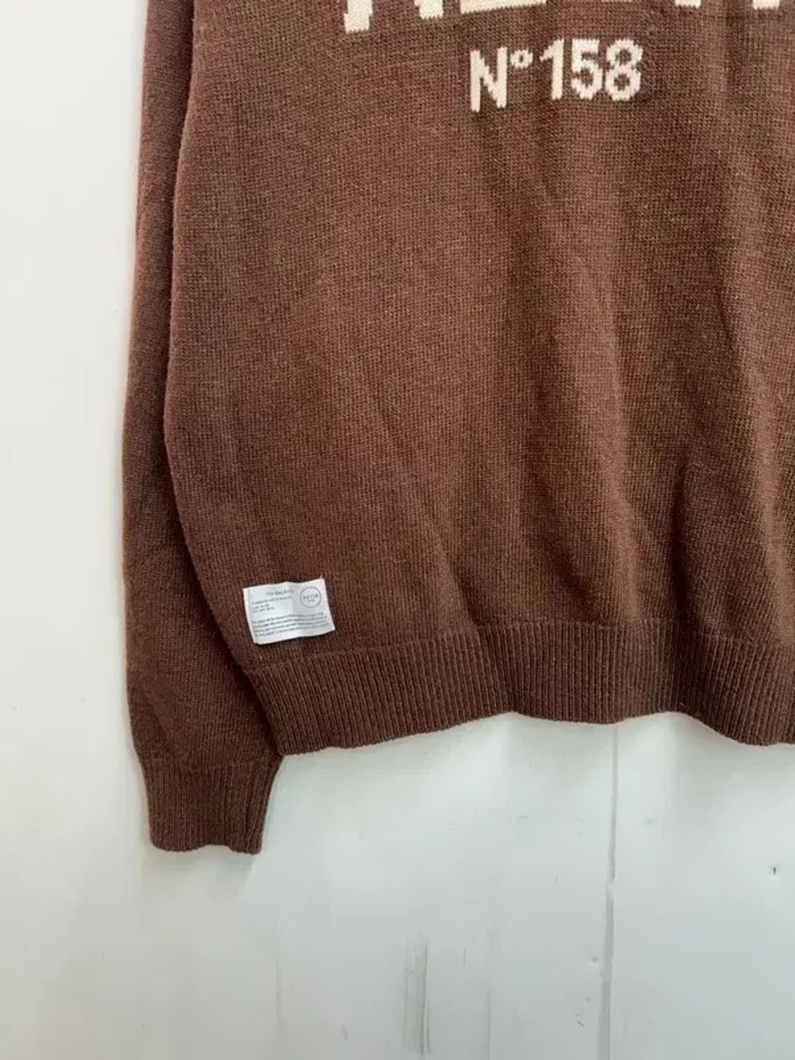 미디움 에이카화이트 AECA 빅 로고 울 니트 브라운 상품이미지3