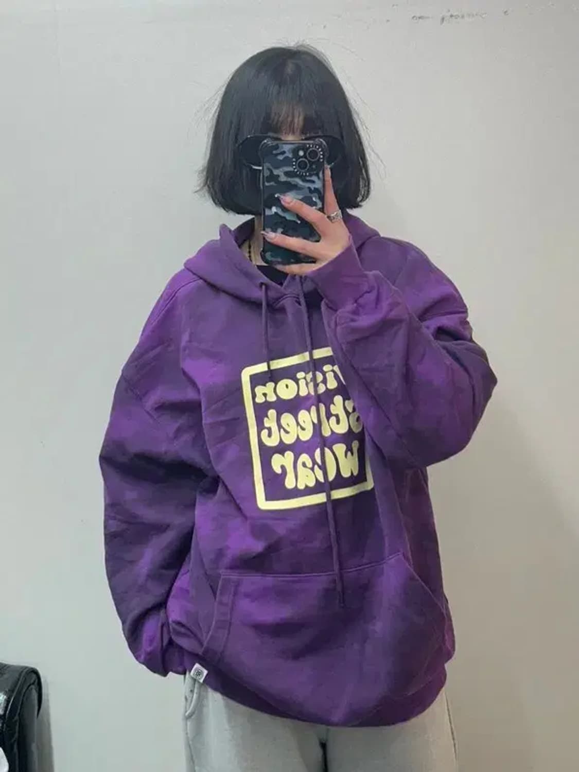 라지 비전스트릿웨어 VSW 프레임 염색 후드티 퍼플 상품이미지1