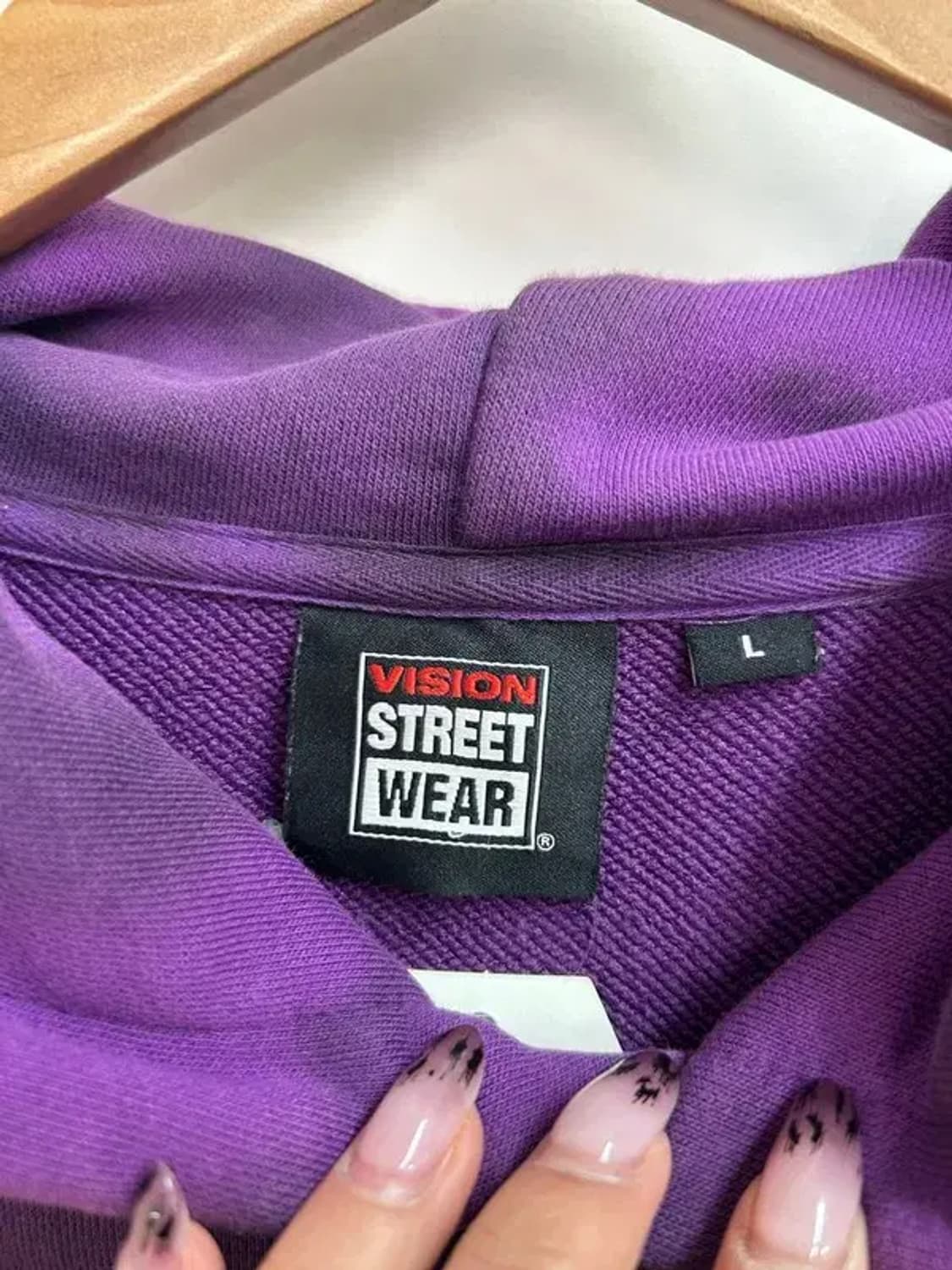 라지 비전스트릿웨어 VSW 프레임 염색 후드티 퍼플 상품이미지5
