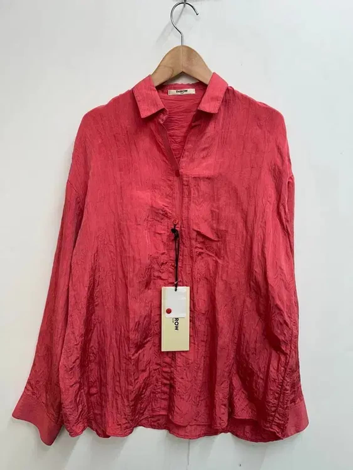 프리 새상품 THROW 블라우스 린넨 셔츠 레드 상품이미지2