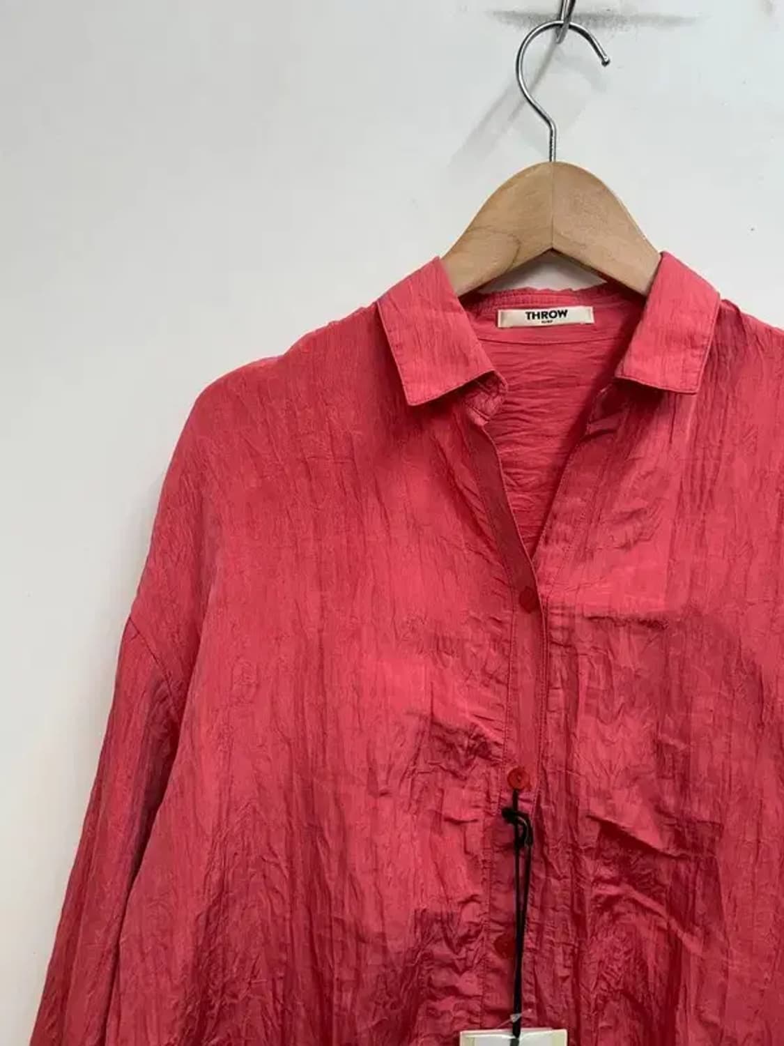 프리 새상품 THROW 블라우스 린넨 셔츠 레드 상품이미지4