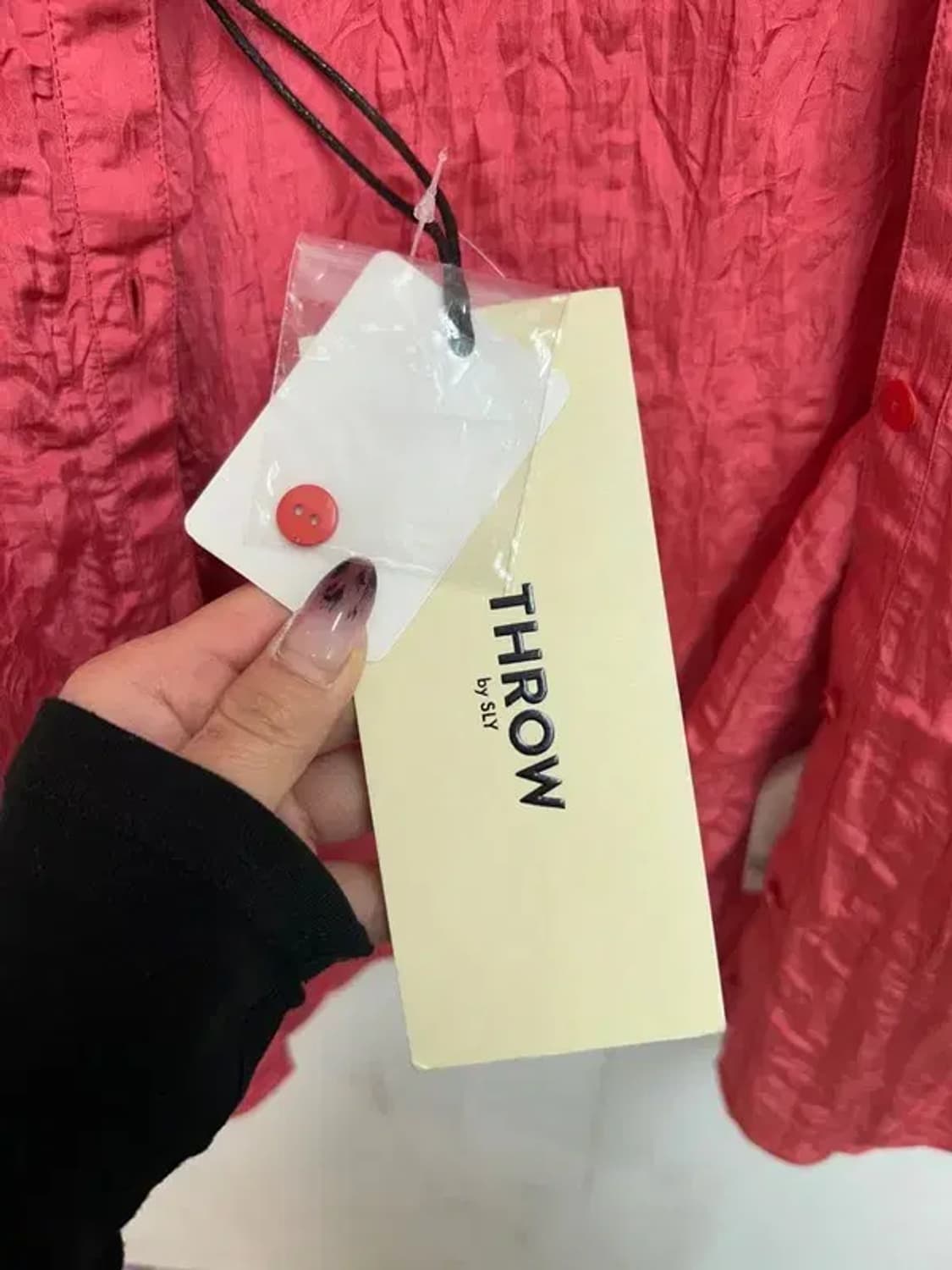 프리 새상품 THROW 블라우스 린넨 셔츠 레드 상품이미지8