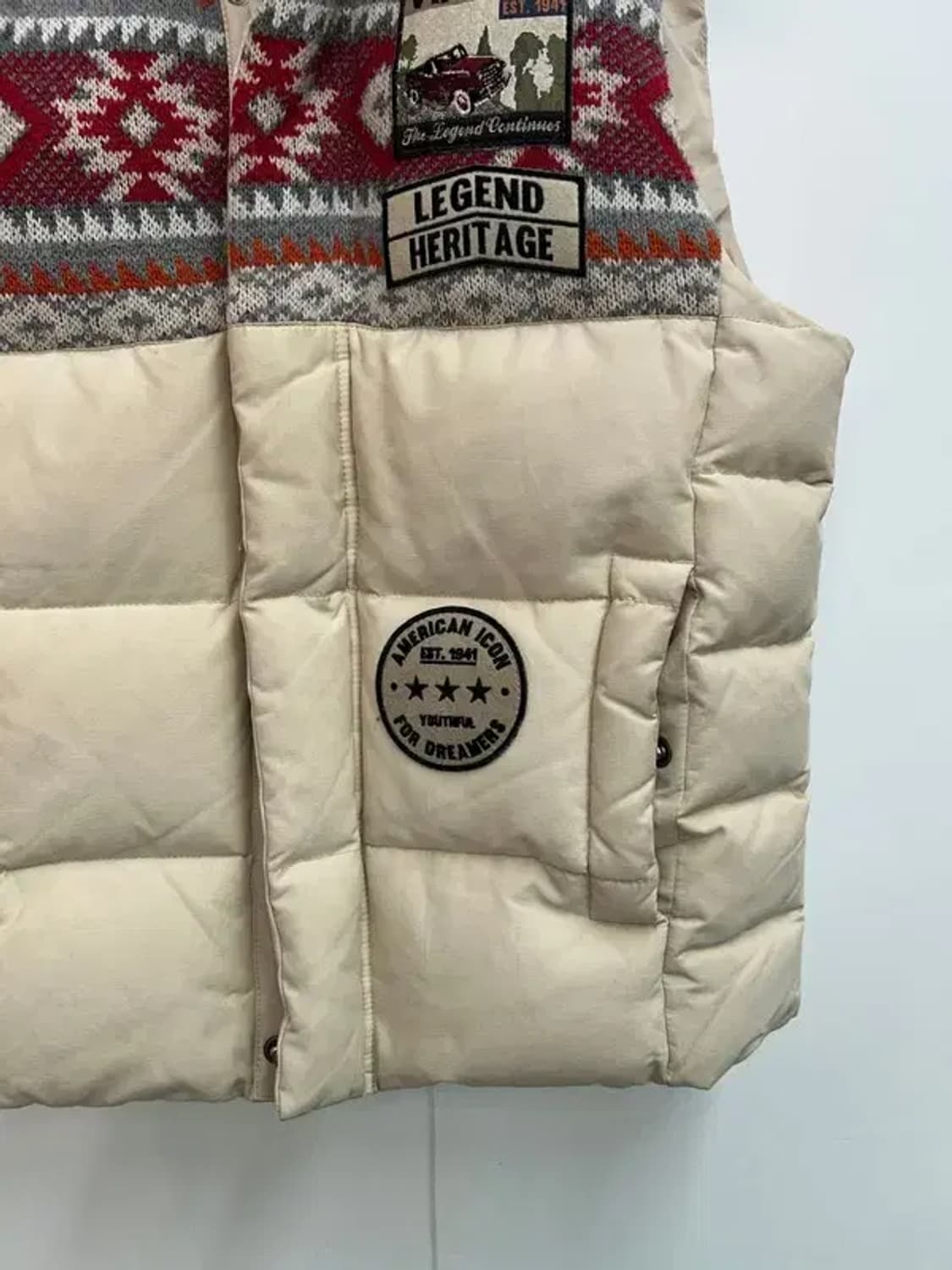 스몰 지프 오리털 덕다운 빈티지 패딩 조끼 아이보리 상품이미지3
