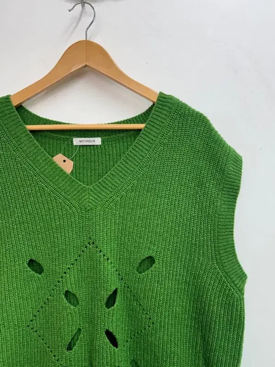 미디움 봄 문선 유니섹스 아가일 홀 니트 베스트 포레스트 색상 상품이미지4