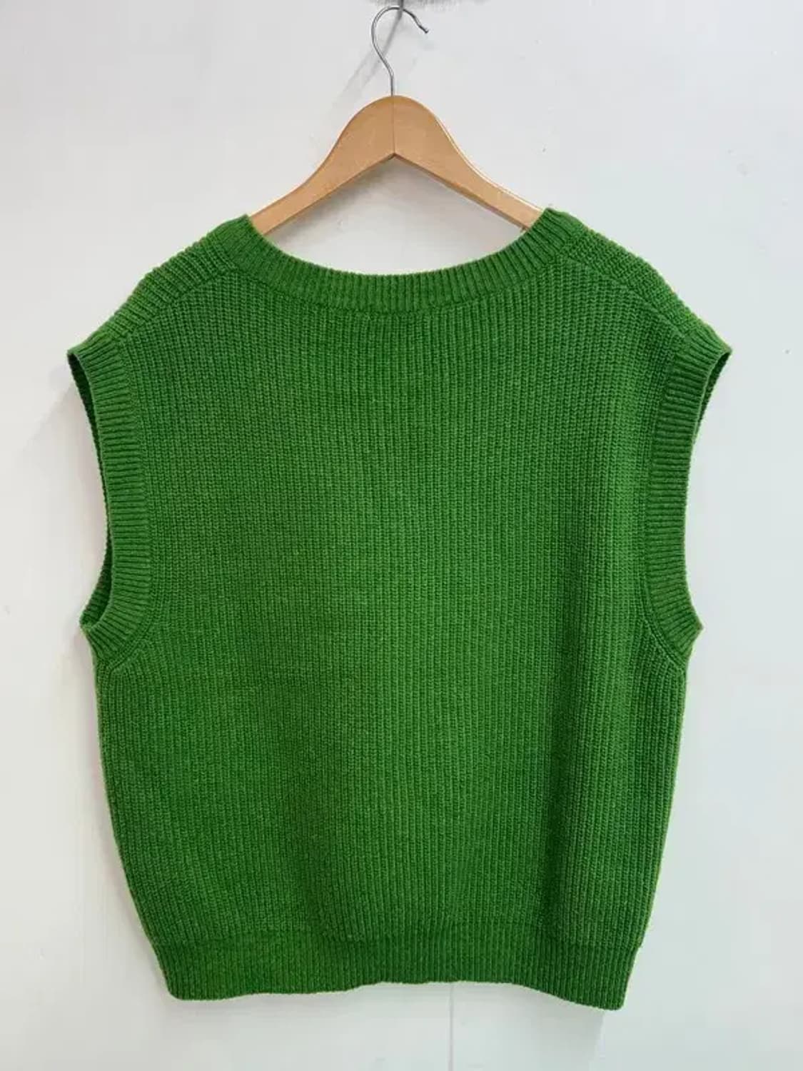 미디움 봄 문선 유니섹스 아가일 홀 니트 베스트 포레스트 색상 상품이미지8