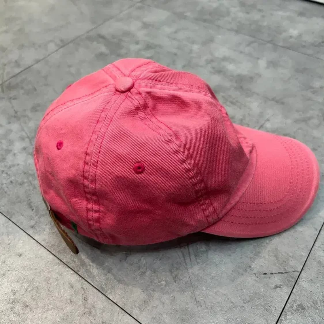 OS 타미힐피거 클래식 플래그 로고 가죽 스트랩 베이스 볼캡 핑크 상품이미지3