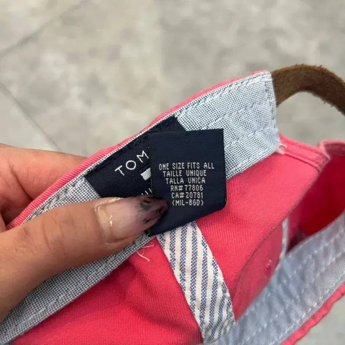 OS 타미힐피거 클래식 플래그 로고 가죽 스트랩 베이스 볼캡 핑크 상품이미지9