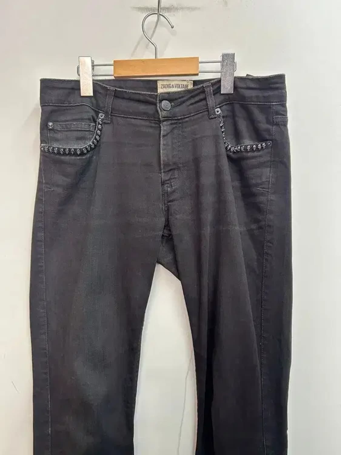 미디움 쟈딕앤볼테르 스트라스 흑청 슬림핏 데님 팬츠 상품이미지4