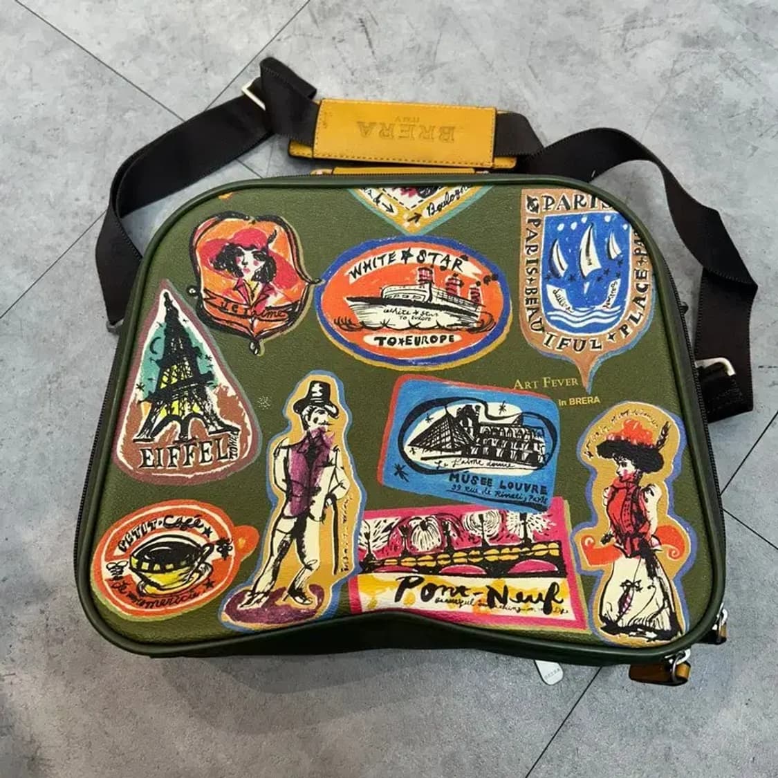 OS 브레라 패치워크 디자인 크로스백 카키 상품이미지2