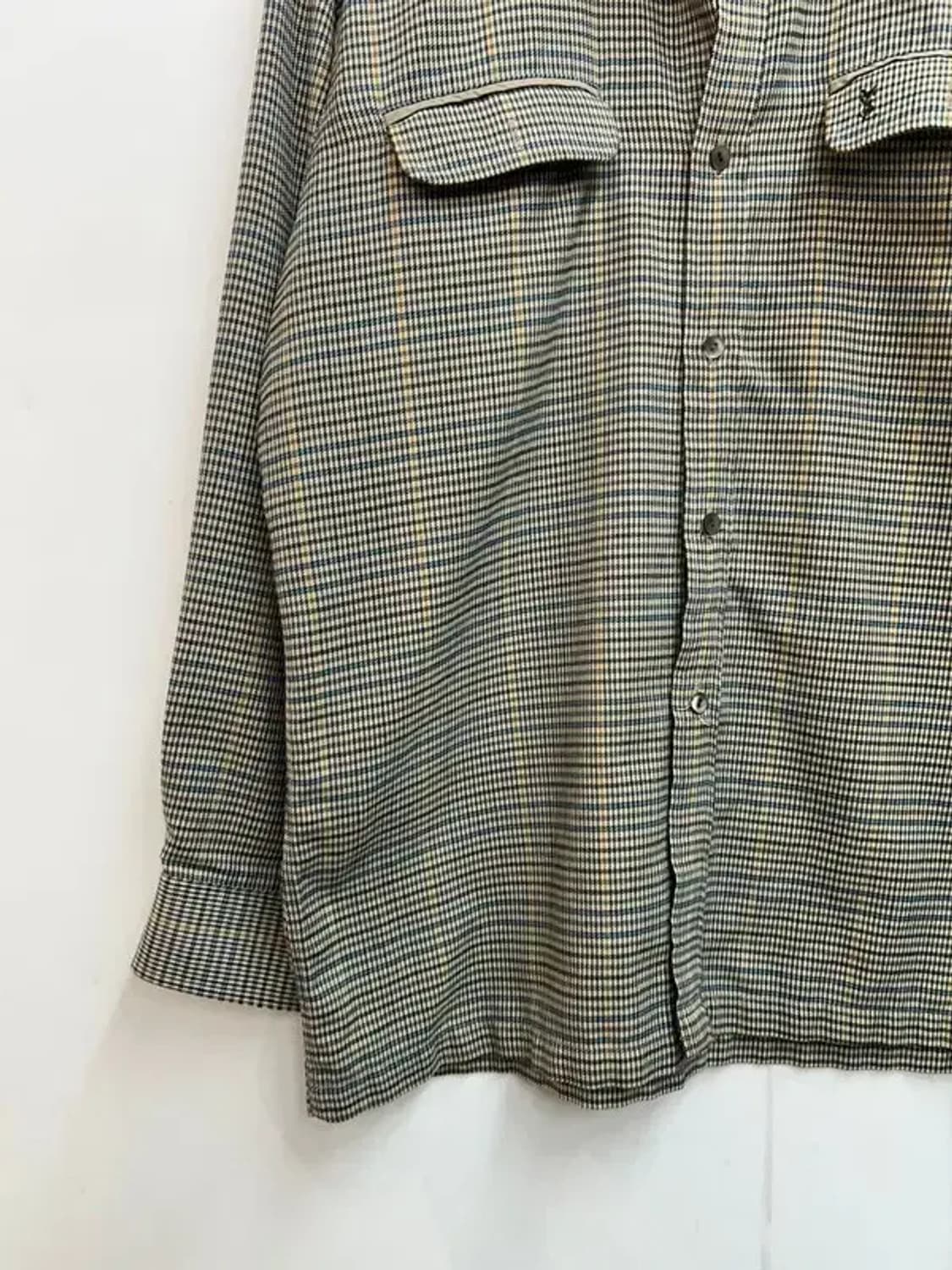 라지 90s 입생로랑 투포켓 오버핏 체크 셔츠 베이지 상품이미지3