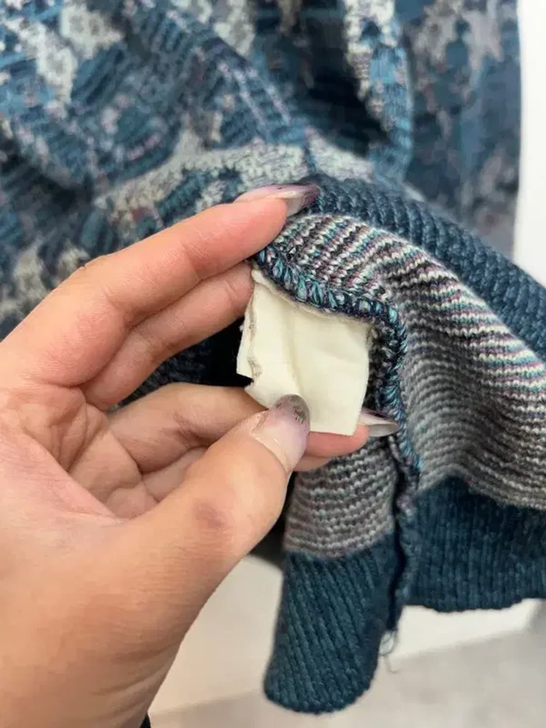 105 니코 보코 올드스쿨 빈티지 패턴 오버핏 니트 블루 상품이미지6