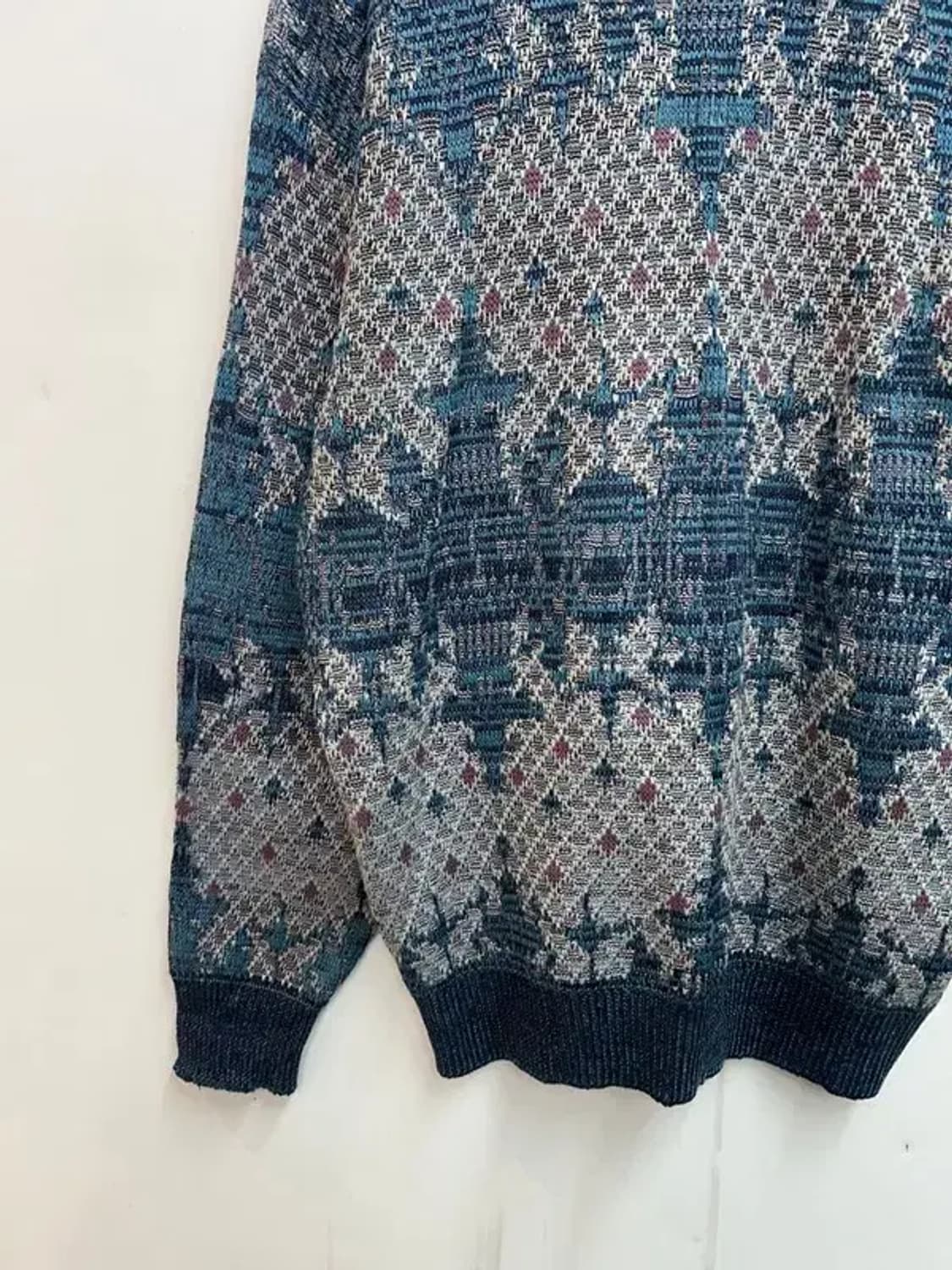 105 니코 보코 올드스쿨 빈티지 패턴 오버핏 니트 블루 상품이미지8