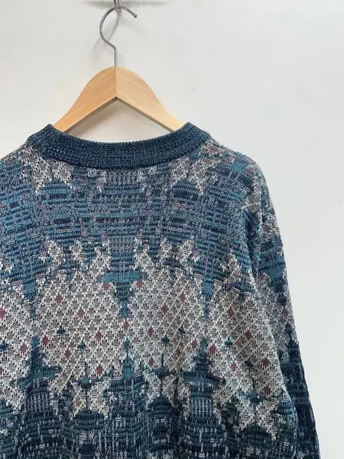 105 니코 보코 올드스쿨 빈티지 패턴 오버핏 니트 블루 상품이미지9