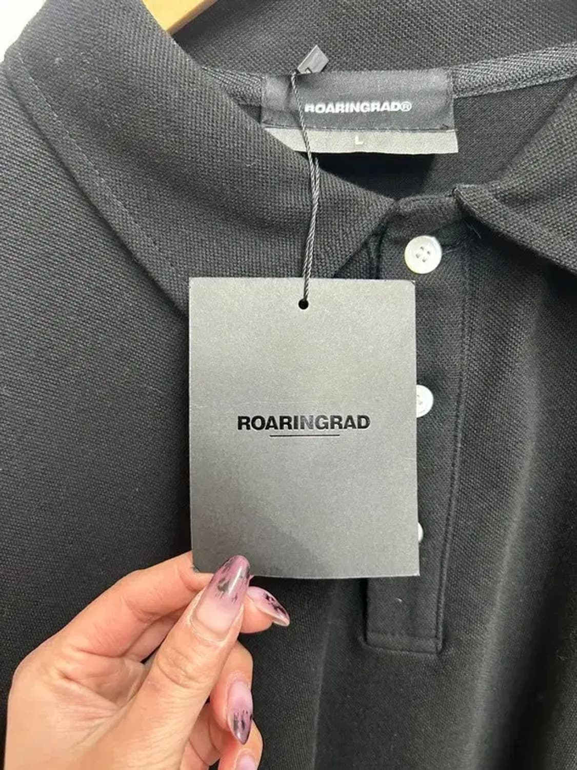 라지 새상품 로어링라드 레이어드 피케이 롱 슬리브 블랙 상품이미지6