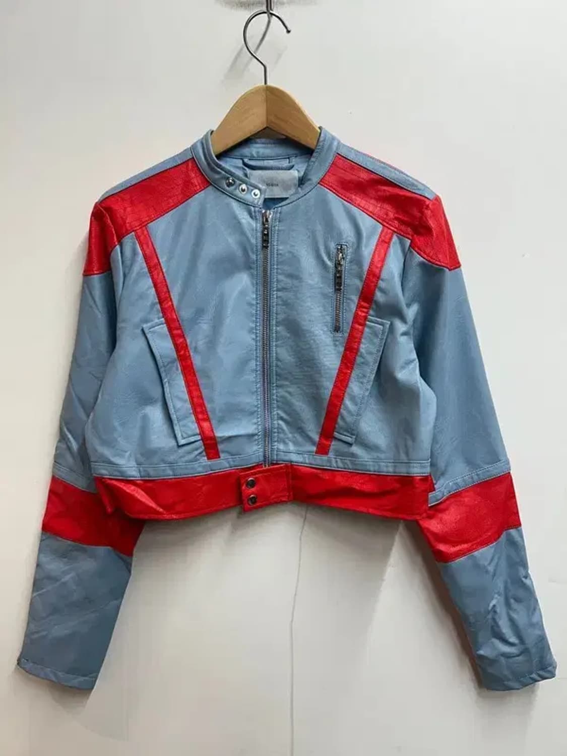 스몰 새상품 비아비아 비건 크롭 모토 재킷 클리어 스카이 상품이미지2