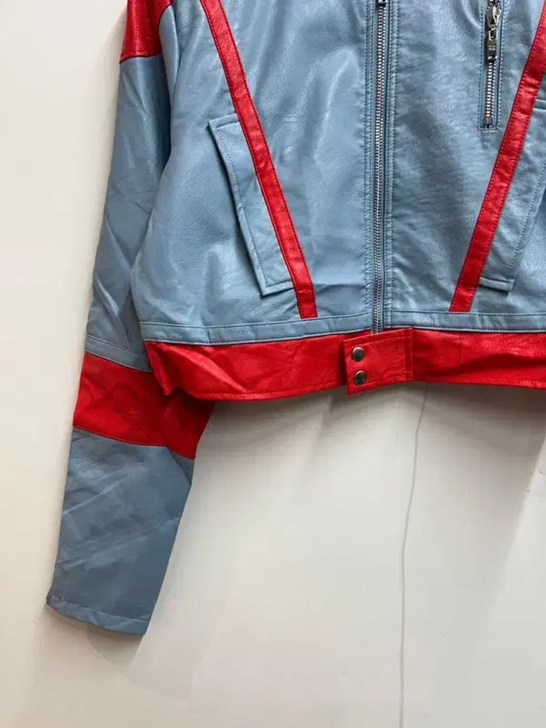 스몰 새상품 비아비아 비건 크롭 모토 재킷 클리어 스카이 상품이미지3