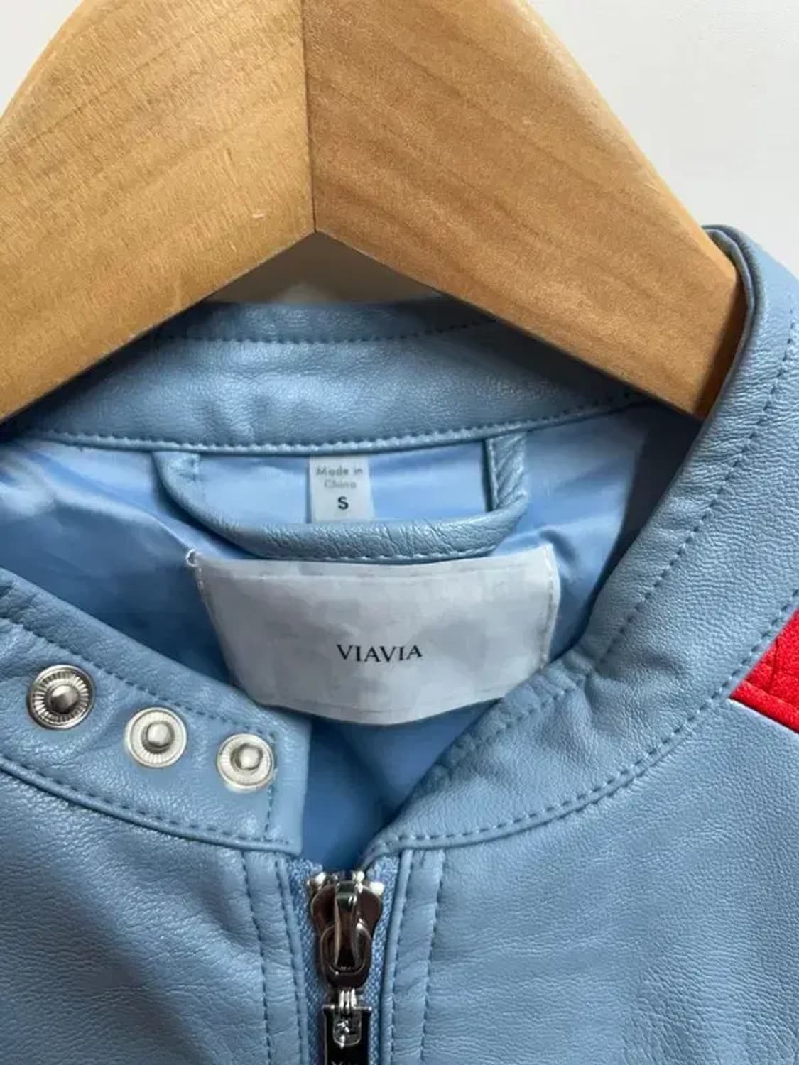 스몰 새상품 비아비아 비건 크롭 모토 재킷 클리어 스카이 상품이미지5