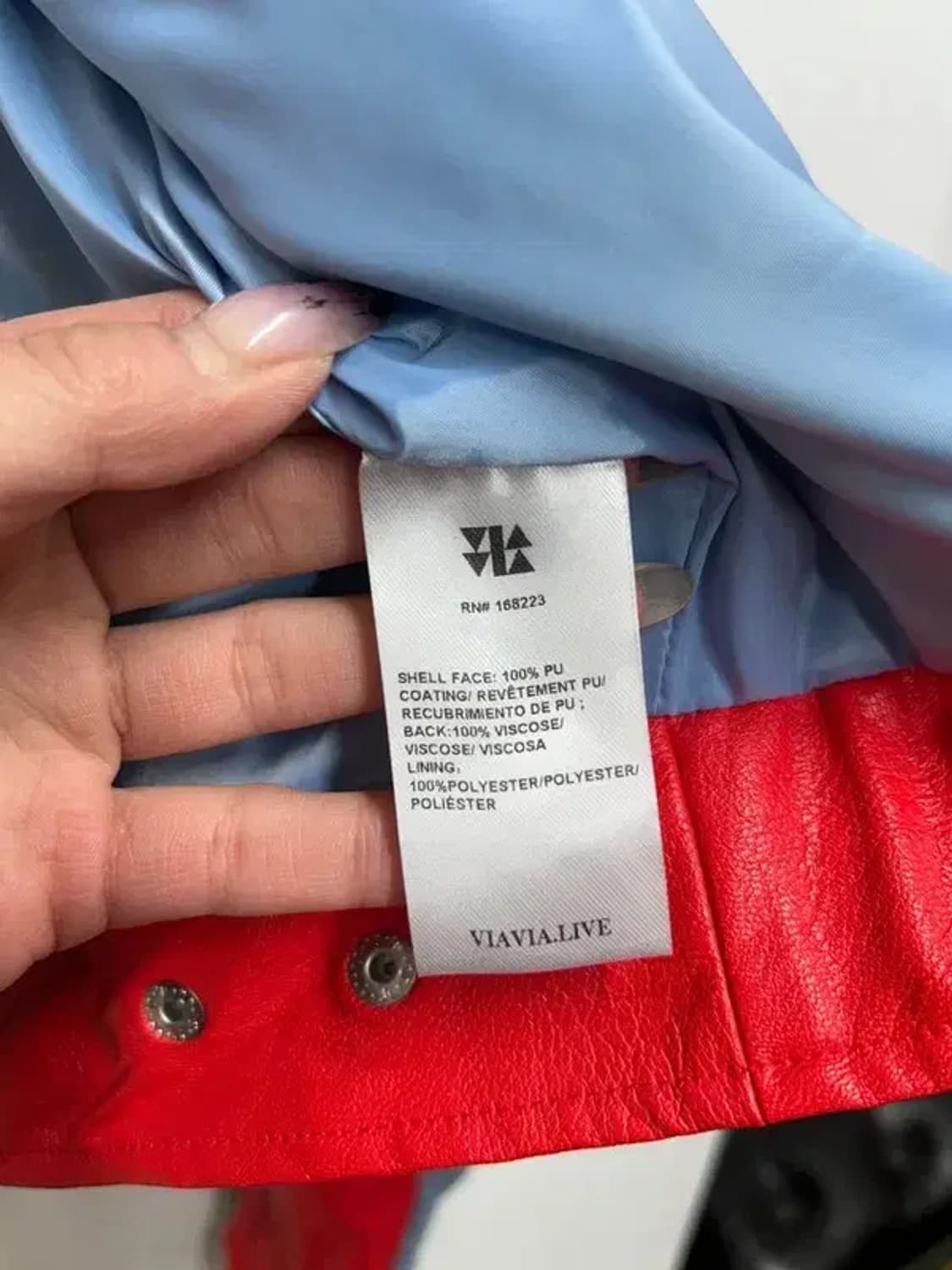 스몰 새상품 비아비아 비건 크롭 모토 재킷 클리어 스카이 상품이미지7