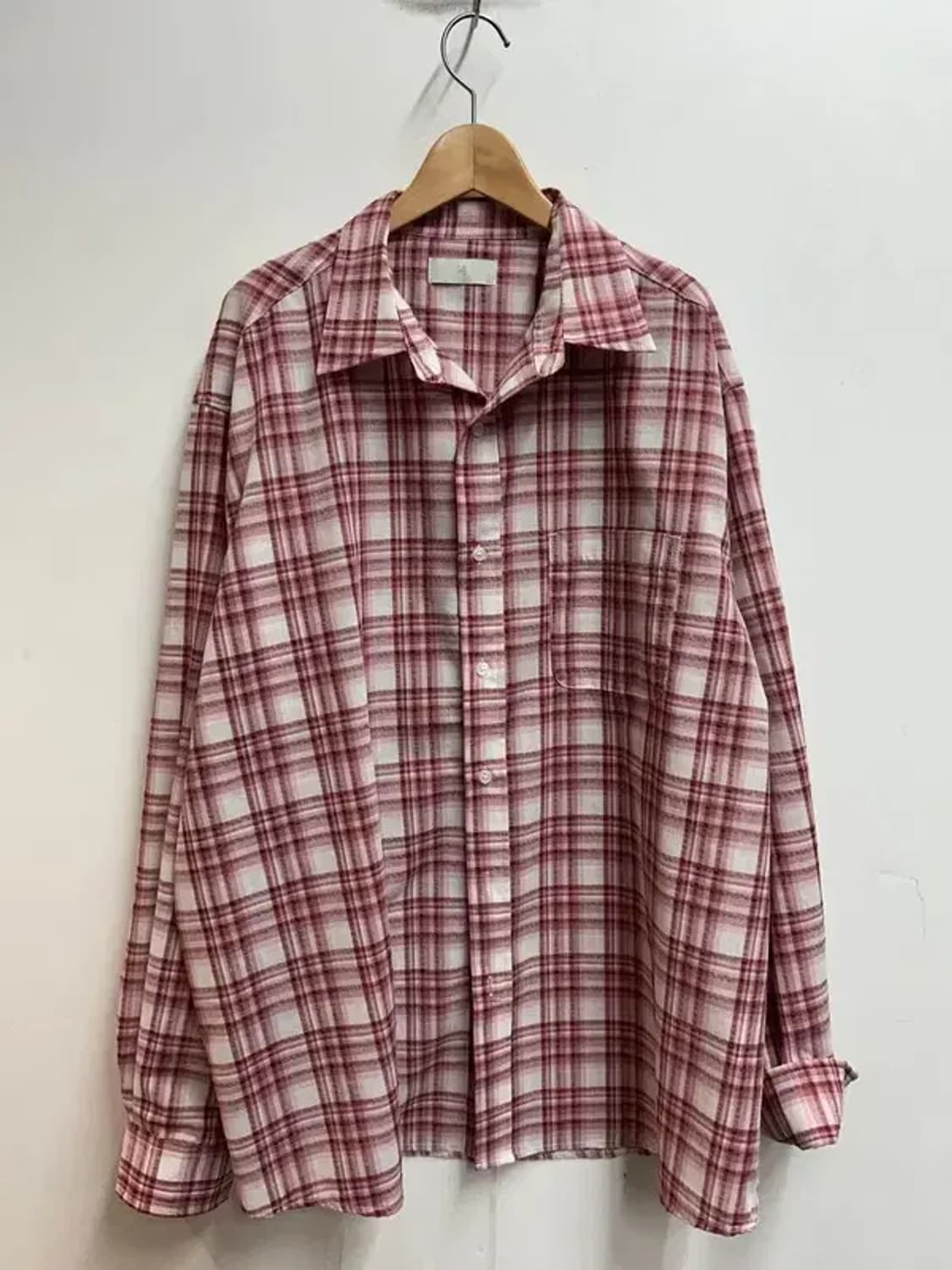 XL 무드인사이드 피치 밀크 체크 셔츠 레드 상품이미지2