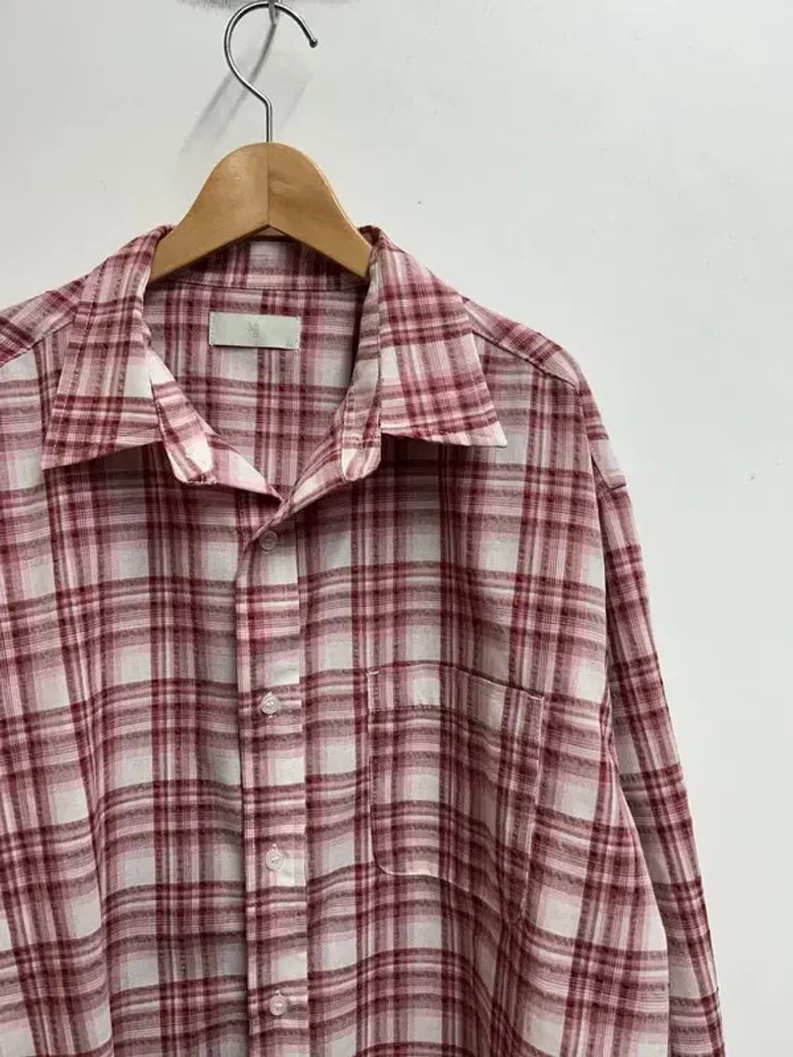 XL 무드인사이드 피치 밀크 체크 셔츠 레드 상품이미지4