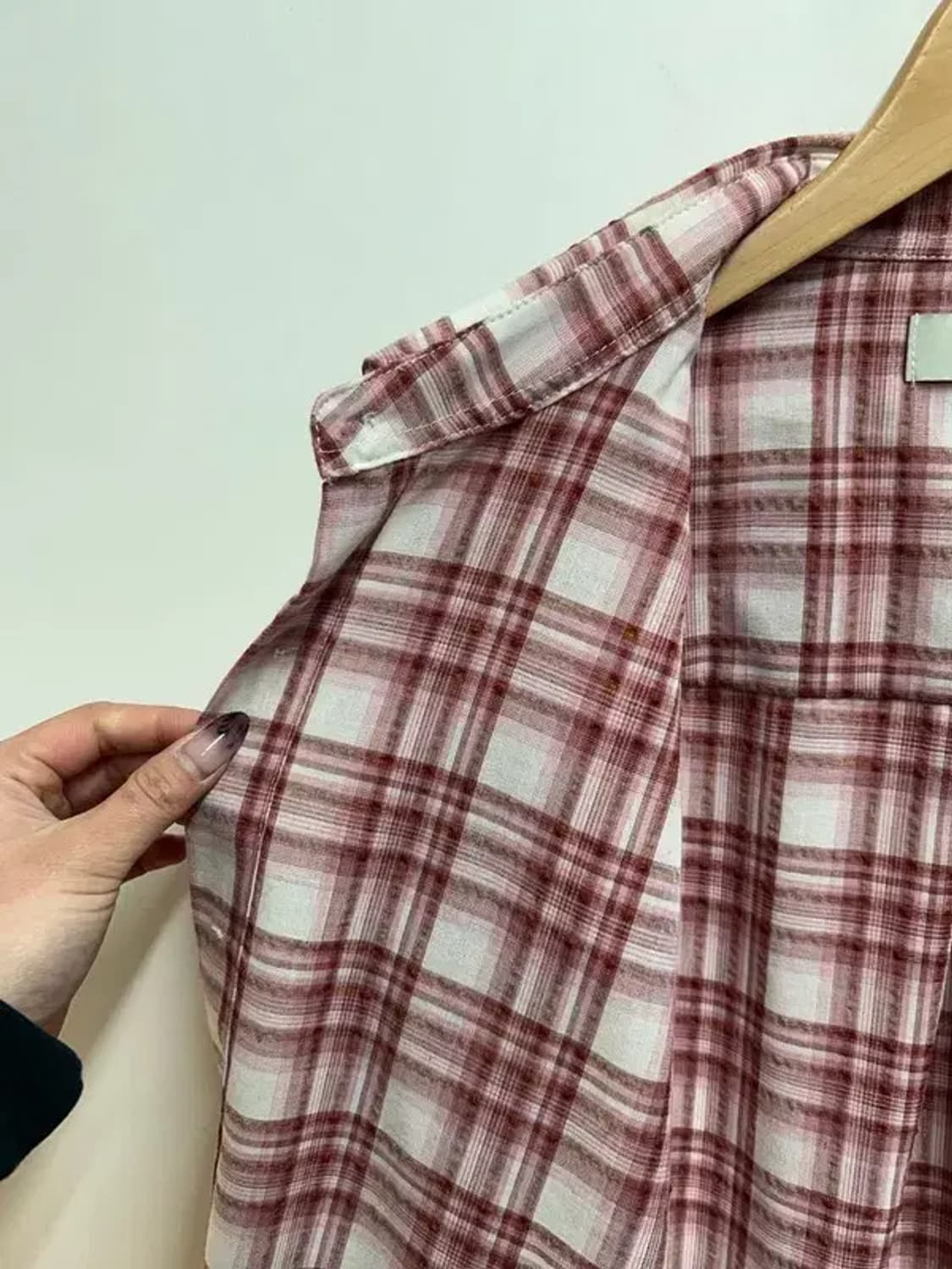 XL 무드인사이드 피치 밀크 체크 셔츠 레드 상품이미지6