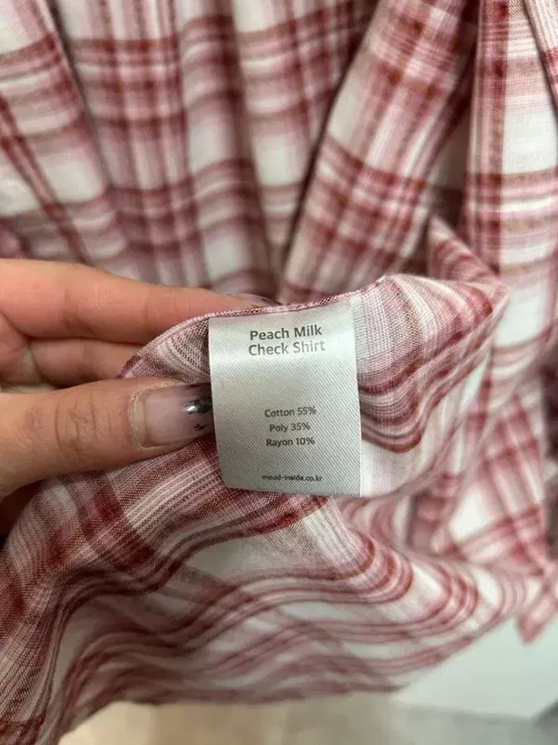 XL 무드인사이드 피치 밀크 체크 셔츠 레드 상품이미지7